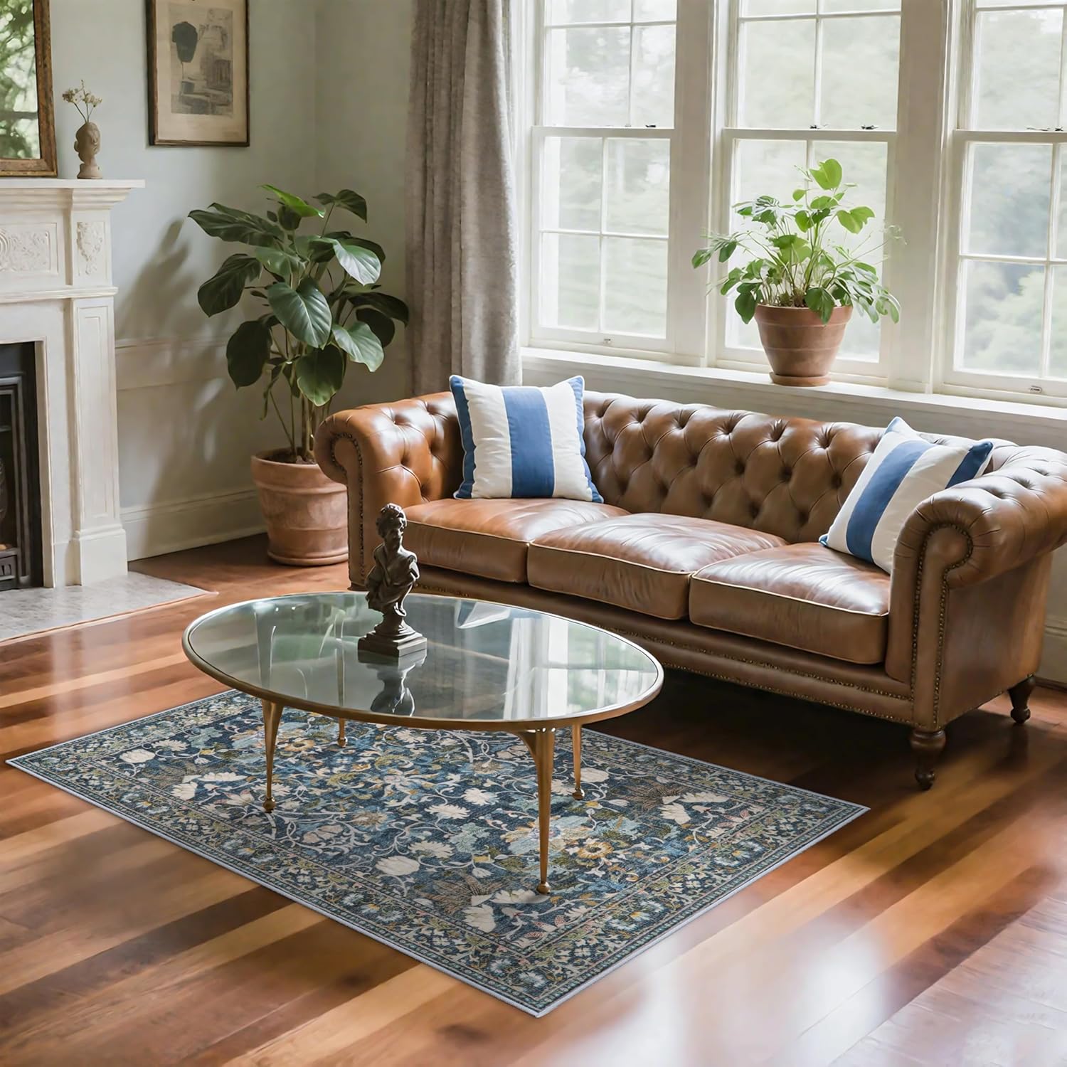 2x6 Hallway Washable Runner Rug : Vintage Soft Kitchen Laundry Runner with Non Slip Backing Farmhouse Entryway Living Room Floor Mat Stain Resistant Carpet for Bedroom Bathroom Distressed Beside Rug