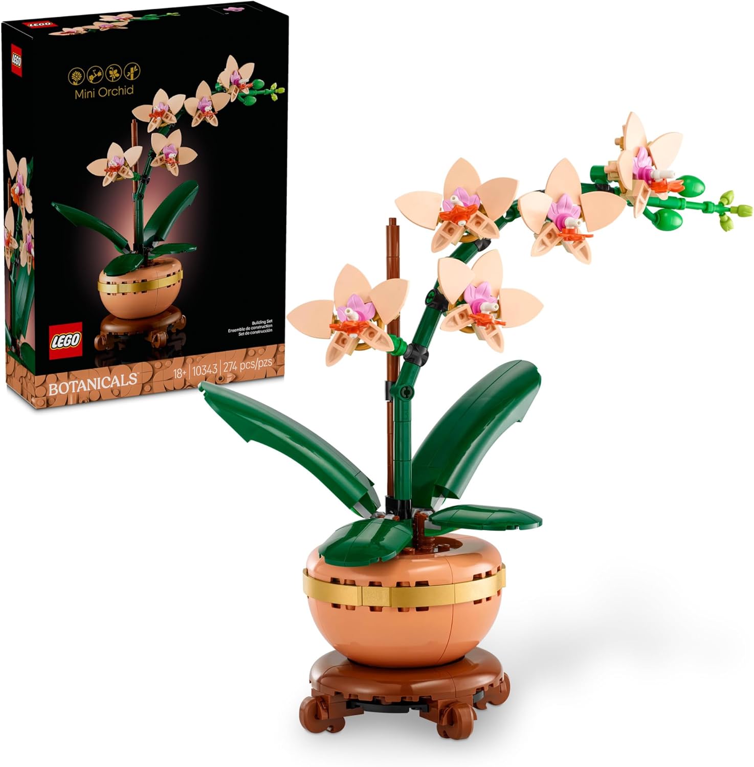 LEGO Botanicals Mini Orchid Building Set - Artificial, for Home Decor, Adults Ages 18+ - Gift for Birthdays - Indoor Plant Decorations for Table, Desk, Office - 10343