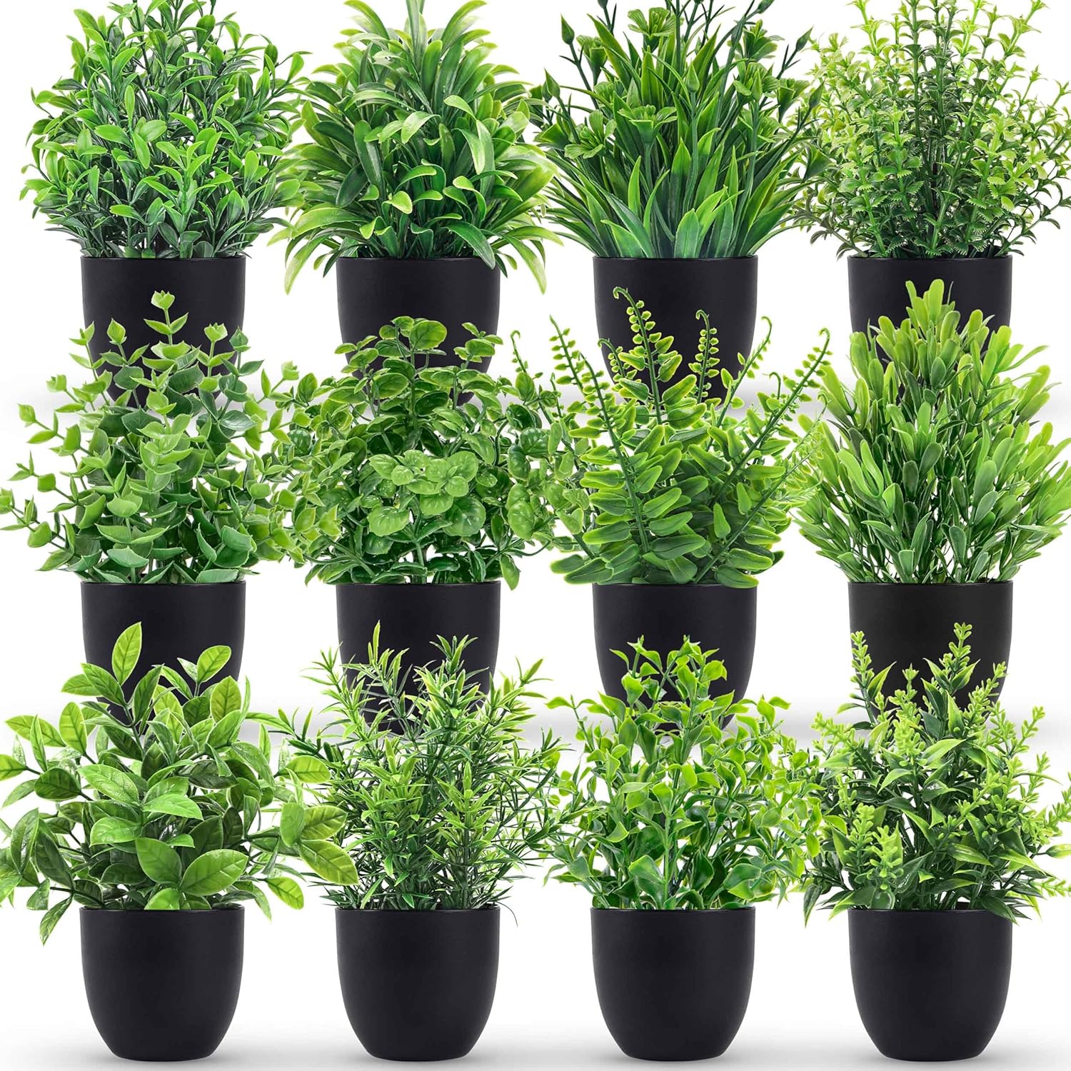 Der Rose Fake Plants 4 Packs Artificial Plants Small Faux Plants Black Bathroom Accessories for Halloween Bathroom Home Kitchen Coffee Table Office Desk Decor Indoor