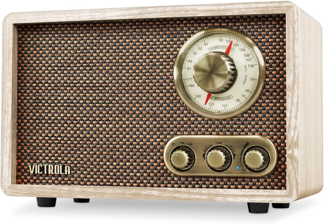Victrola Willow – Retro Wood Bluetooth Radio with Built-in Speakers: Elegant & Vintage Design, Rotary AM/FM Tuning Dial, Bass & Treble Control, Wireless Streaming (Espresso)