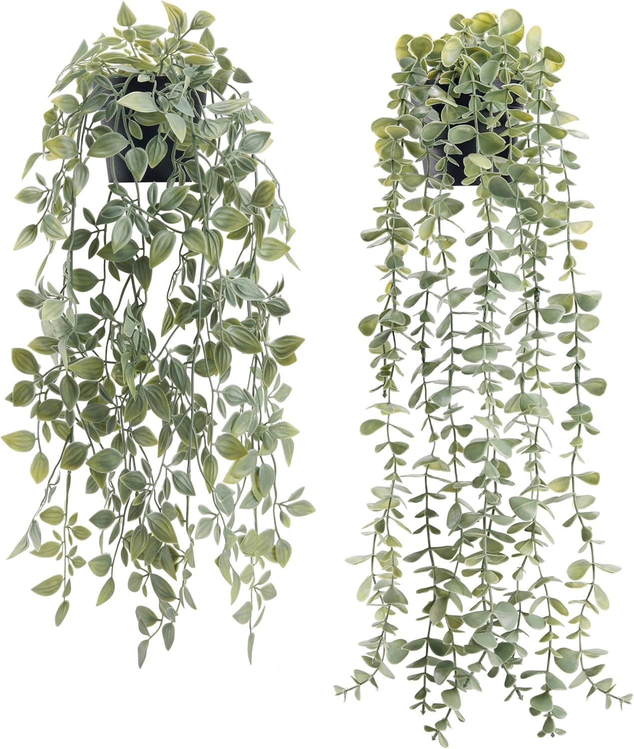 Der Rose 1Pcs Fake Plants Hanging Artificial Potted Faux Eucalyptus Plants for Modern Boho Farmhouse Bathroom Office Desk Wall Book Shelf Living Room Aesthetic Decor Indoor