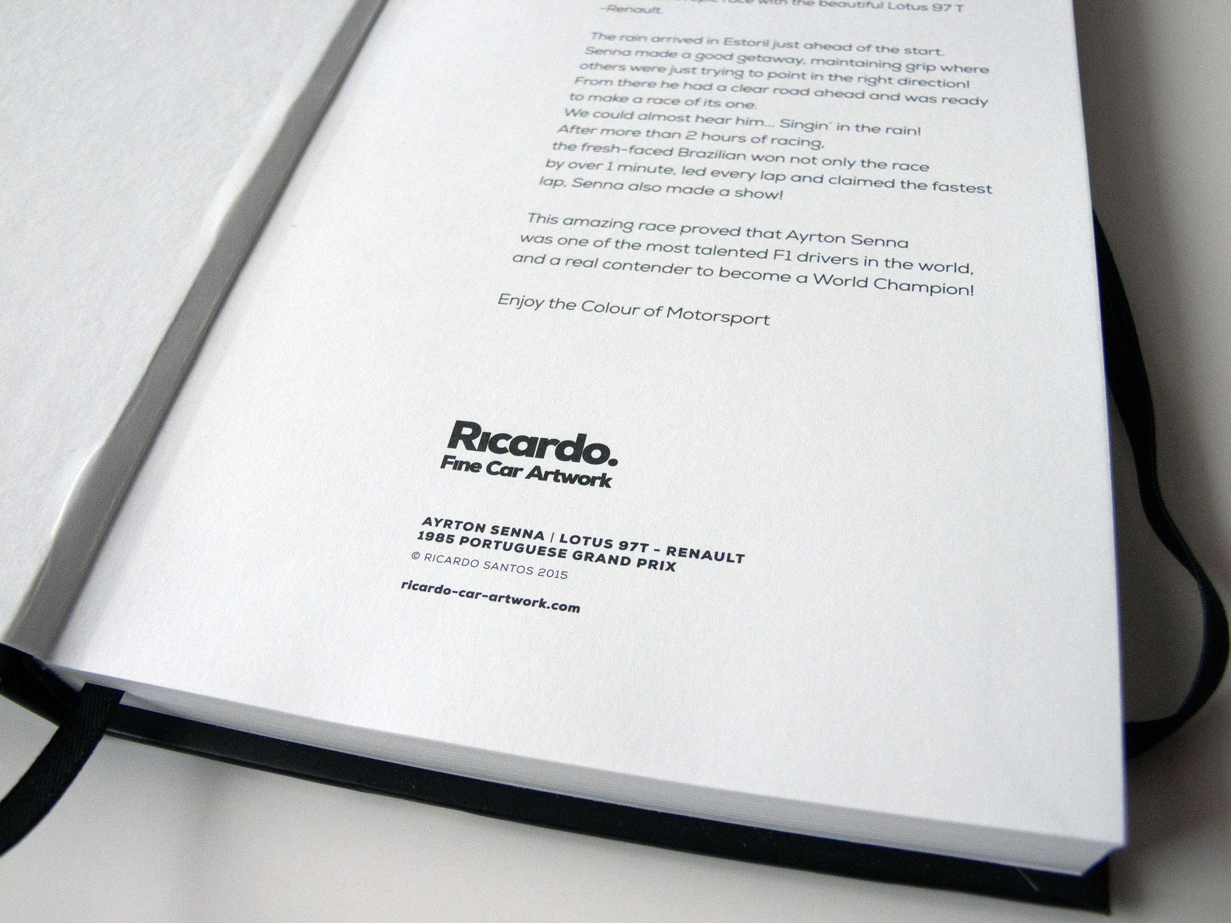 Notebook - Ayrton Senna, Lotus 97T Renault, 1985 Portuguese Grand Prix