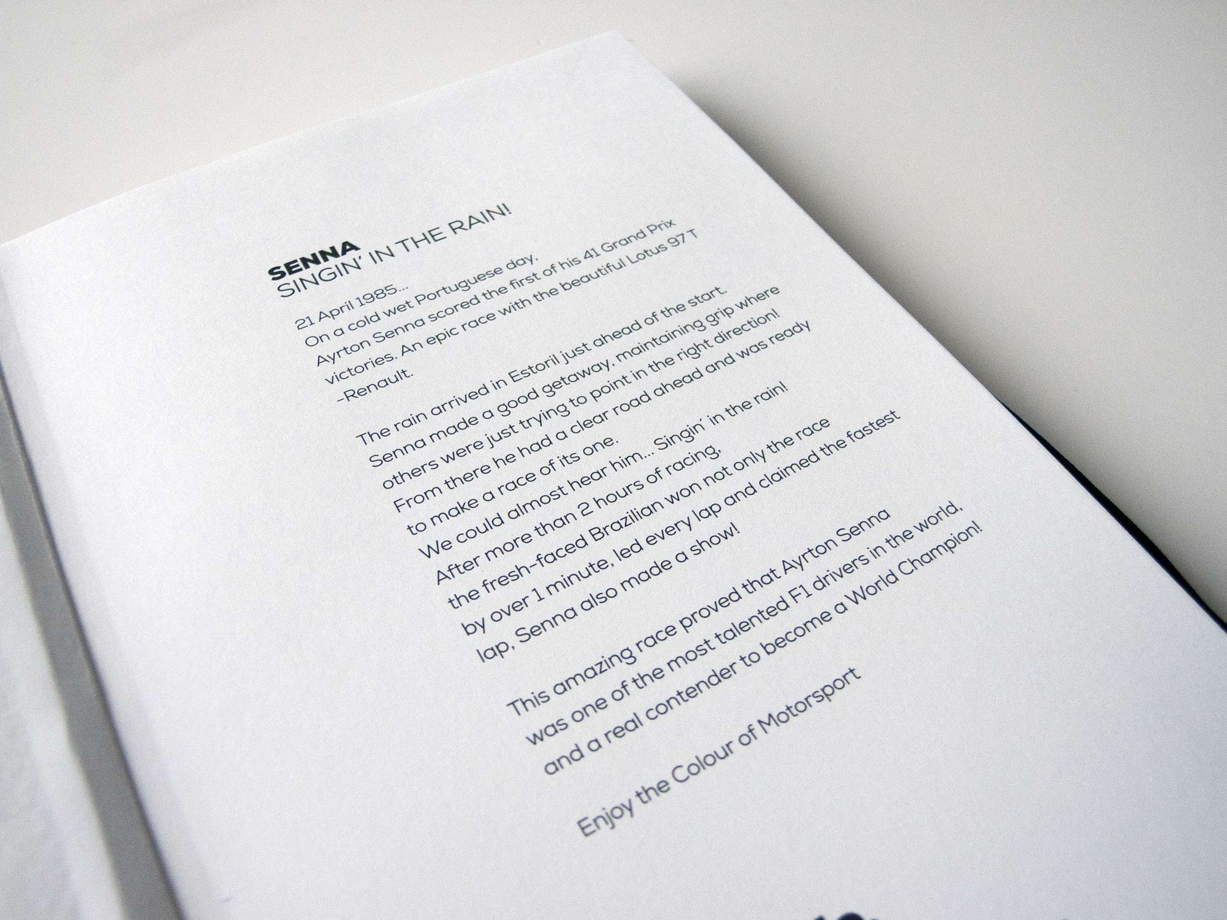 Notebook - Ayrton Senna, Lotus 97T Renault, 1985 Portuguese Grand Prix