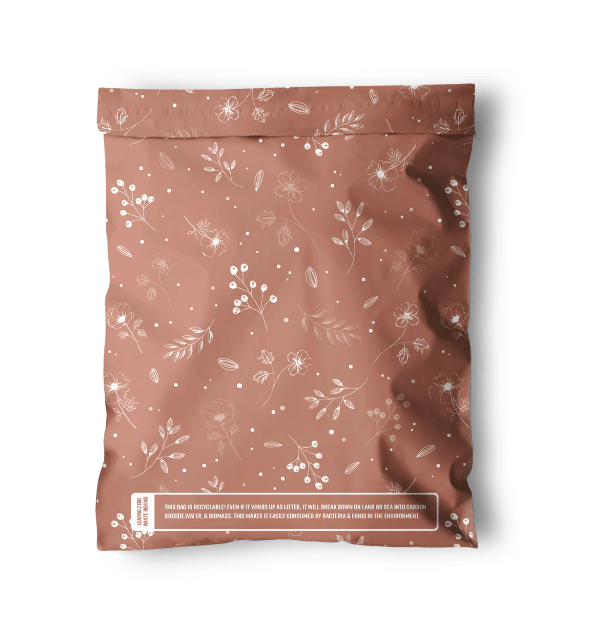Floral 2D Rosy Brown Biodegradable Mailers 10 x 13