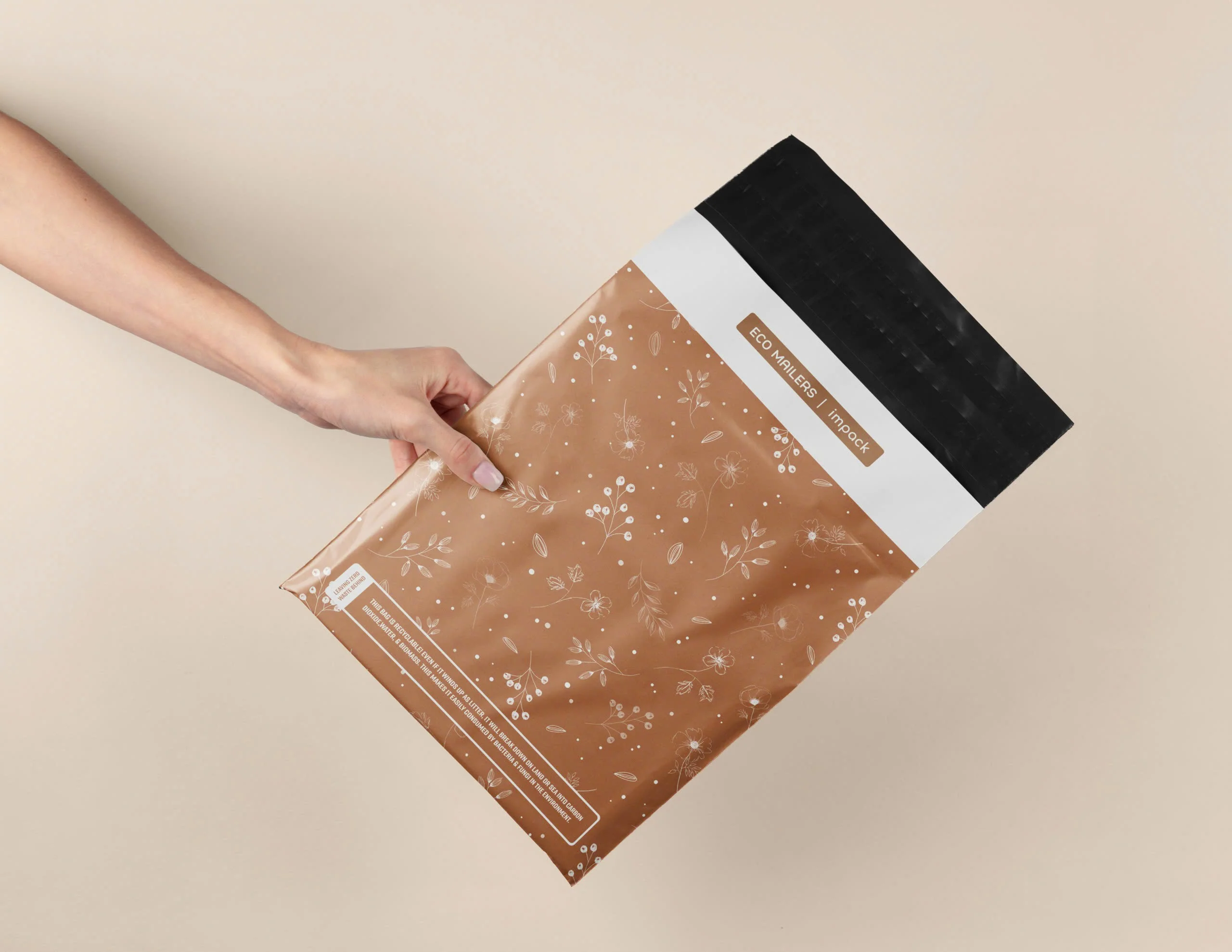Floral 2D Rosy Brown Biodegradable Mailers 10 x 13