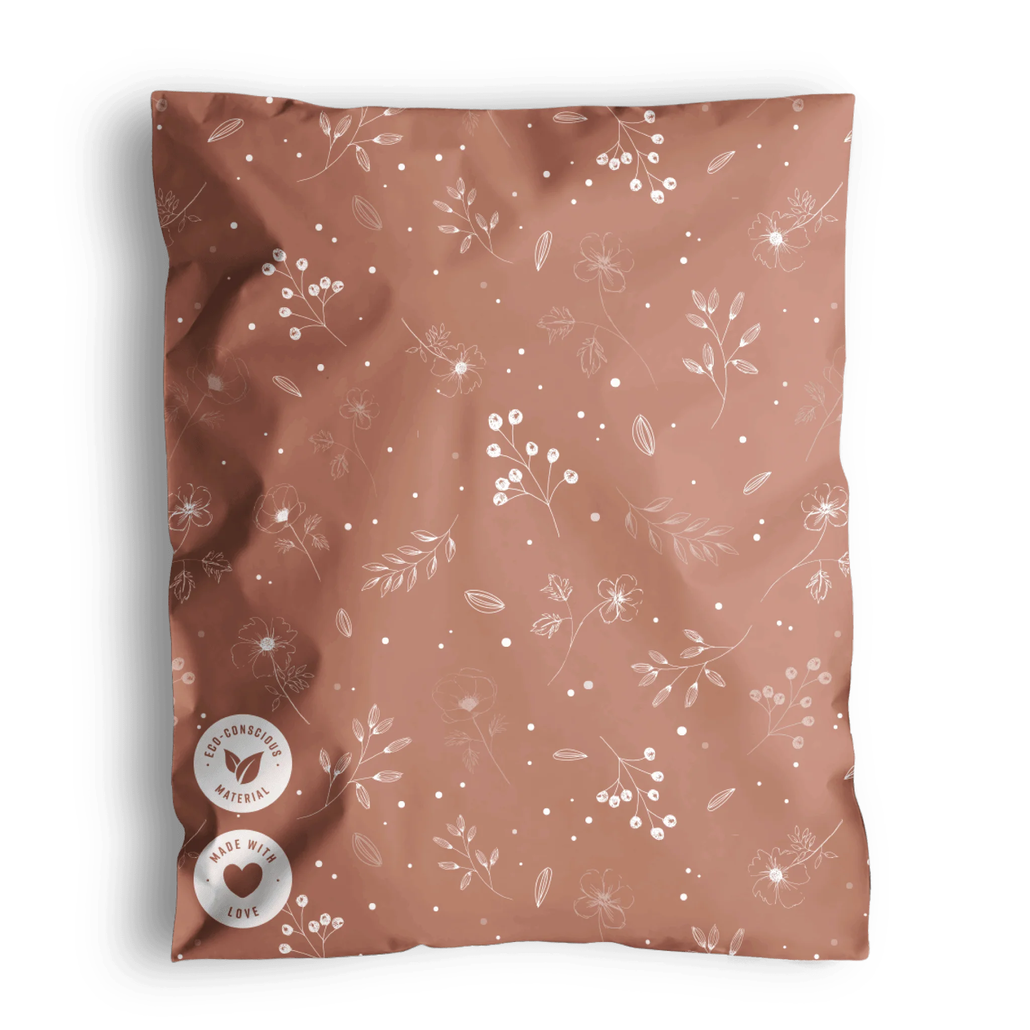 Floral 2D Rosy Brown Biodegradable Mailers 10 x 13