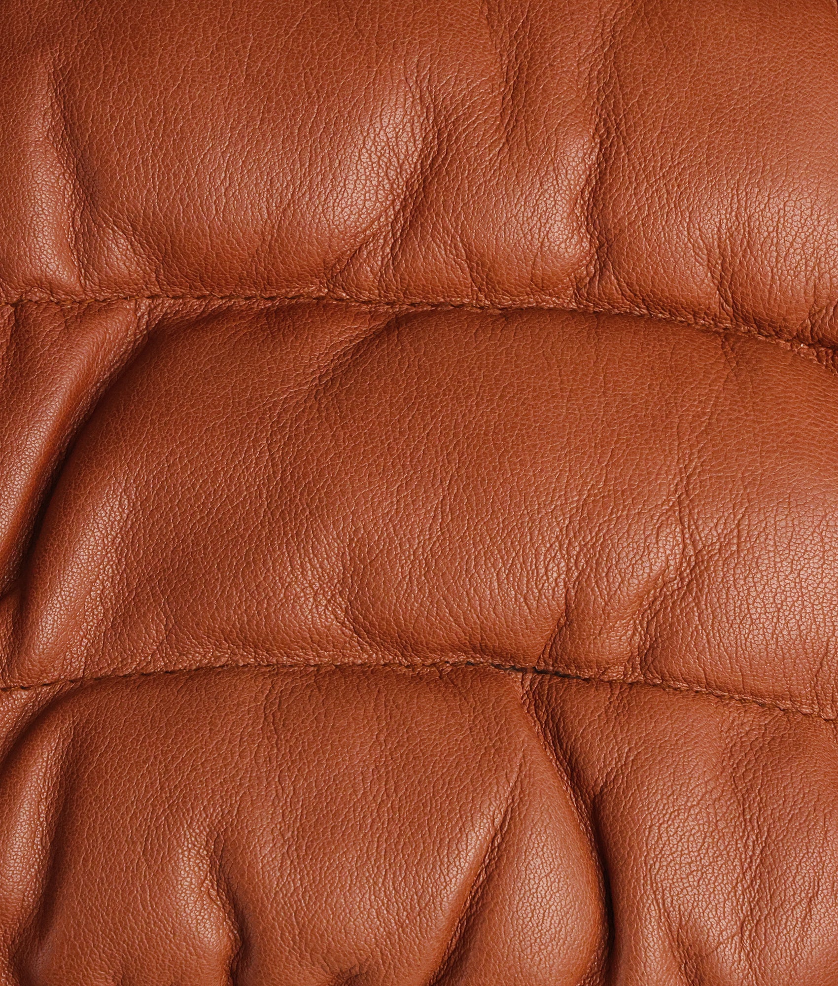 Men's Leather Puffer Vest :: Cognac