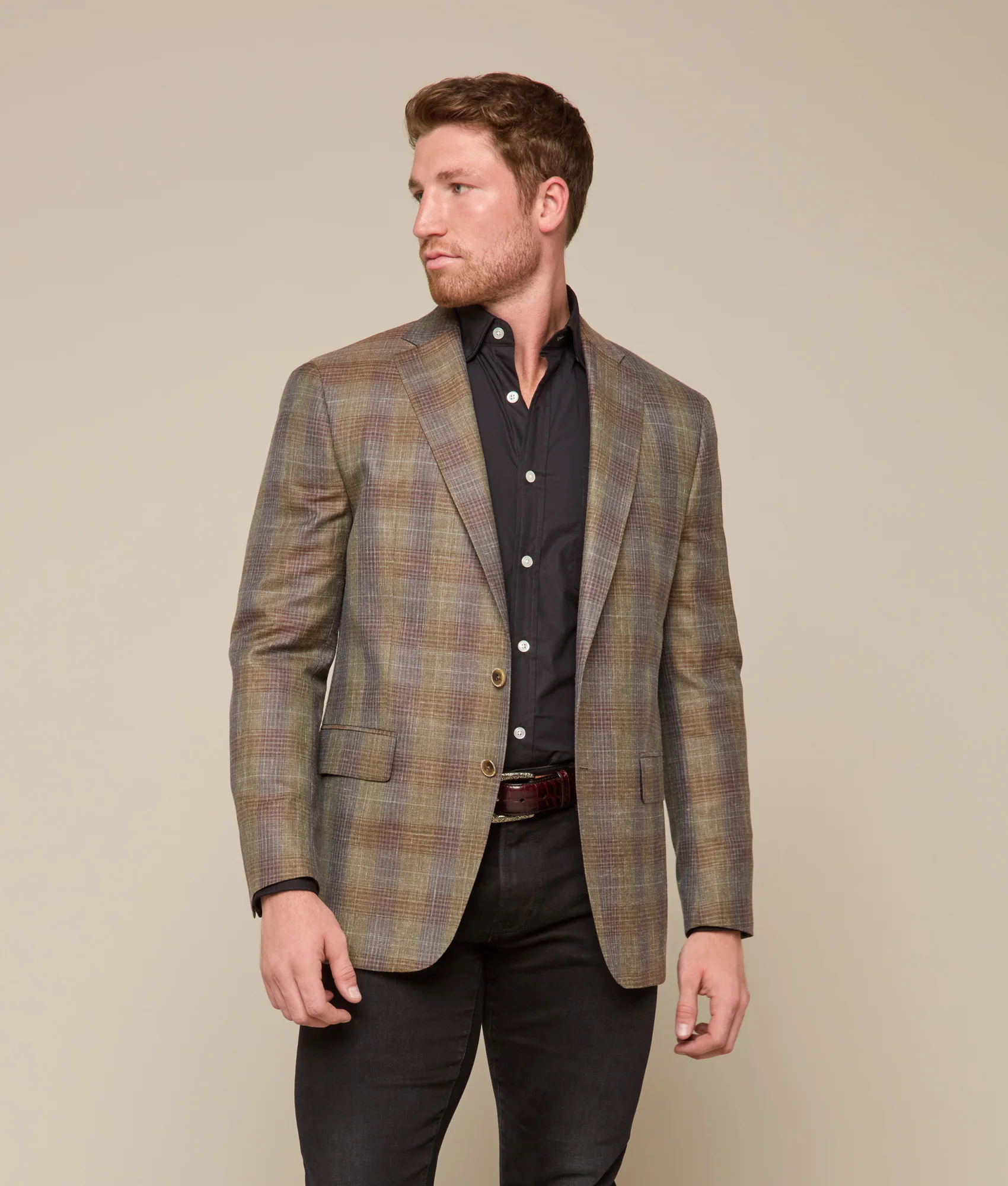 Lucchese Sport Coat :: Olive/Navy Plaid