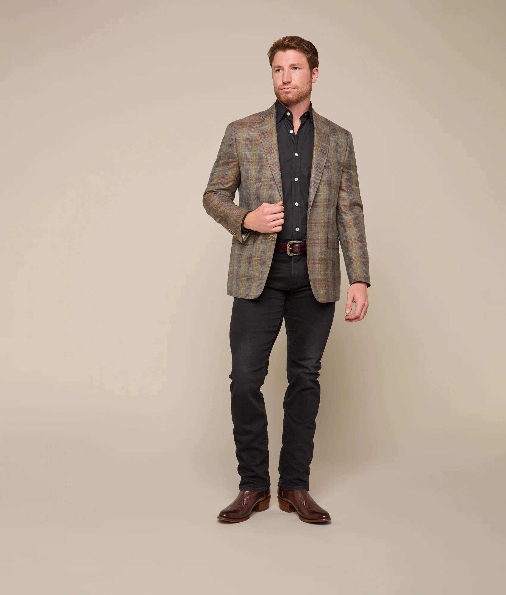 Lucchese Sport Coat :: Olive/Navy Plaid