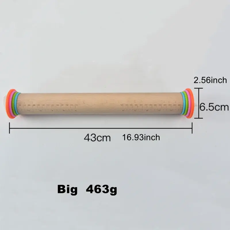 Adjustable Wood Rolling Pin with Removable Rings