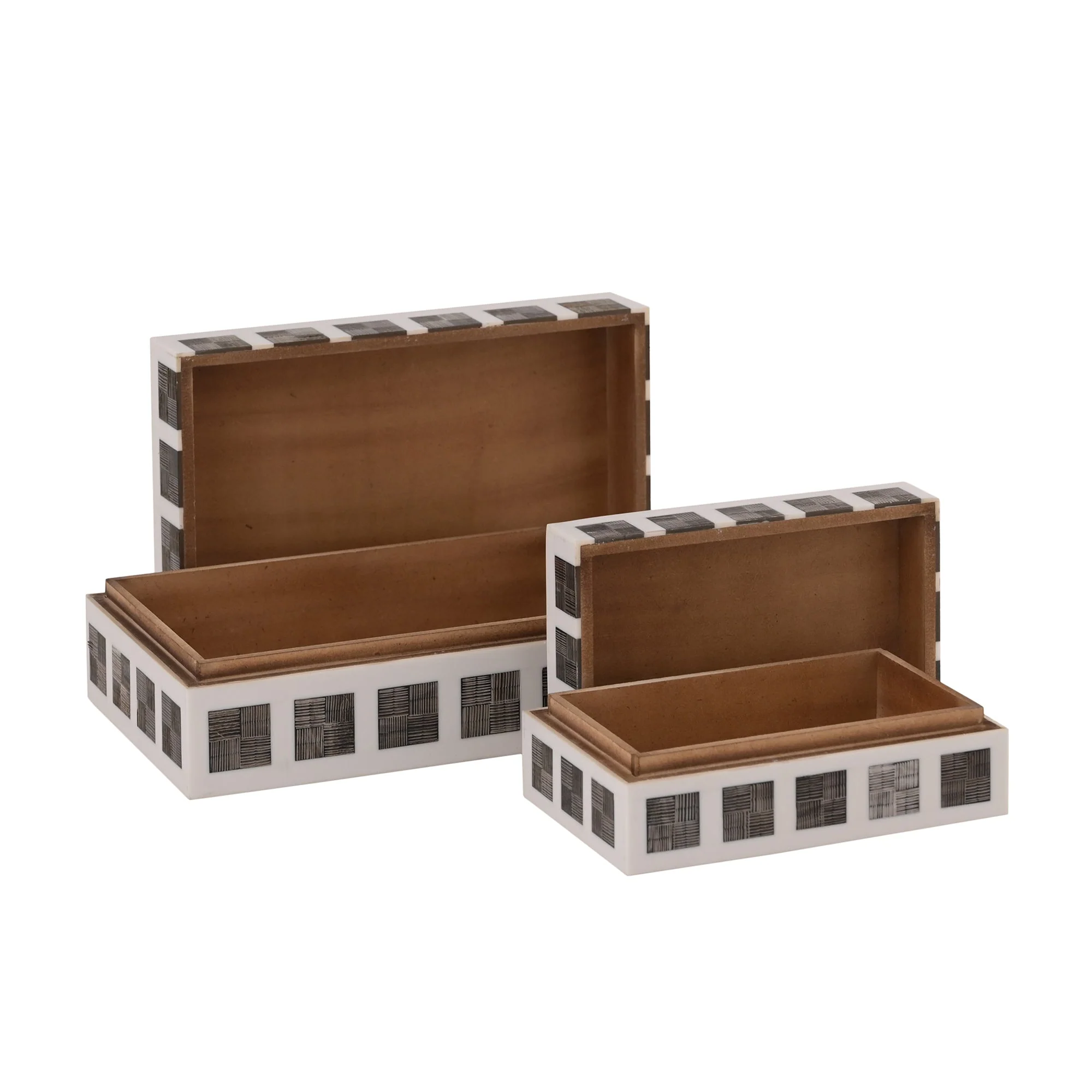 Cassia Carved Horn Decorative Nesting Box, Set of 2