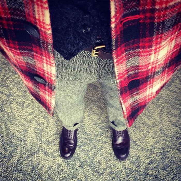 Large Size Retro Casual Stripe Herringbone Wool Pants