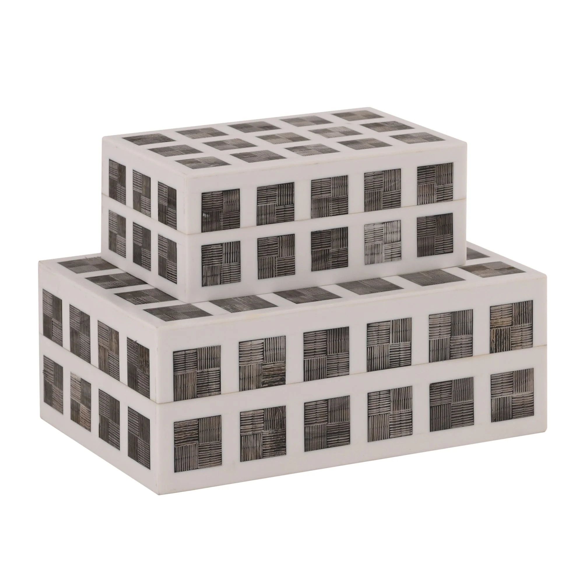 Cassia Carved Horn Decorative Nesting Box, Set of 2