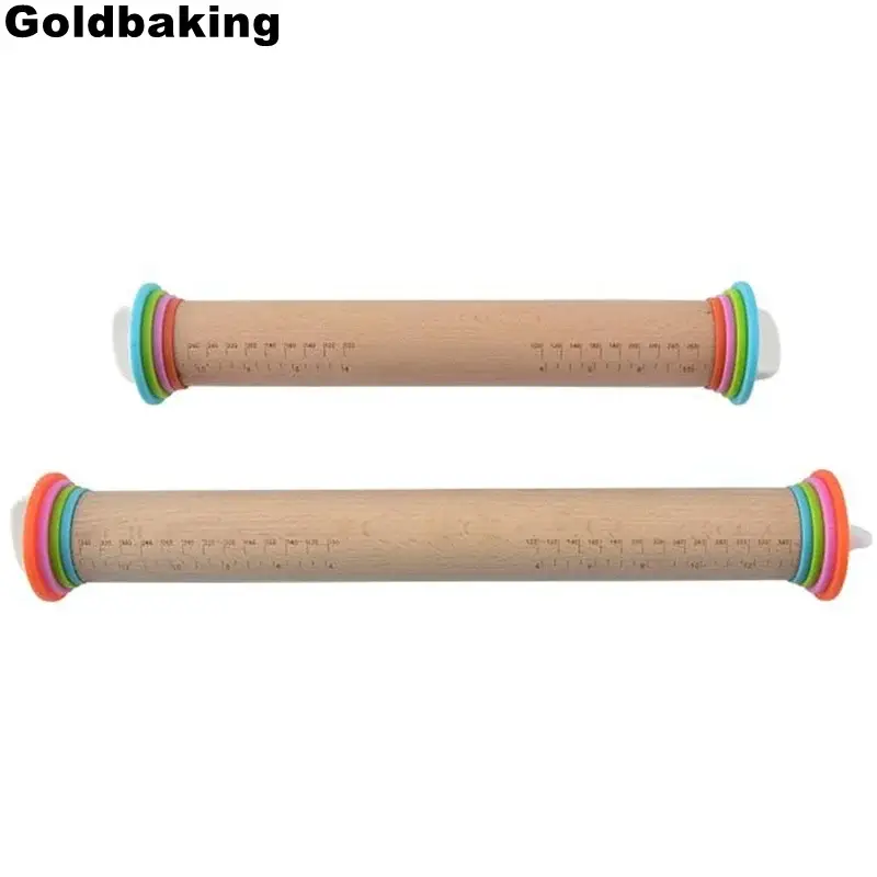 Adjustable Wood Rolling Pin with Removable Rings