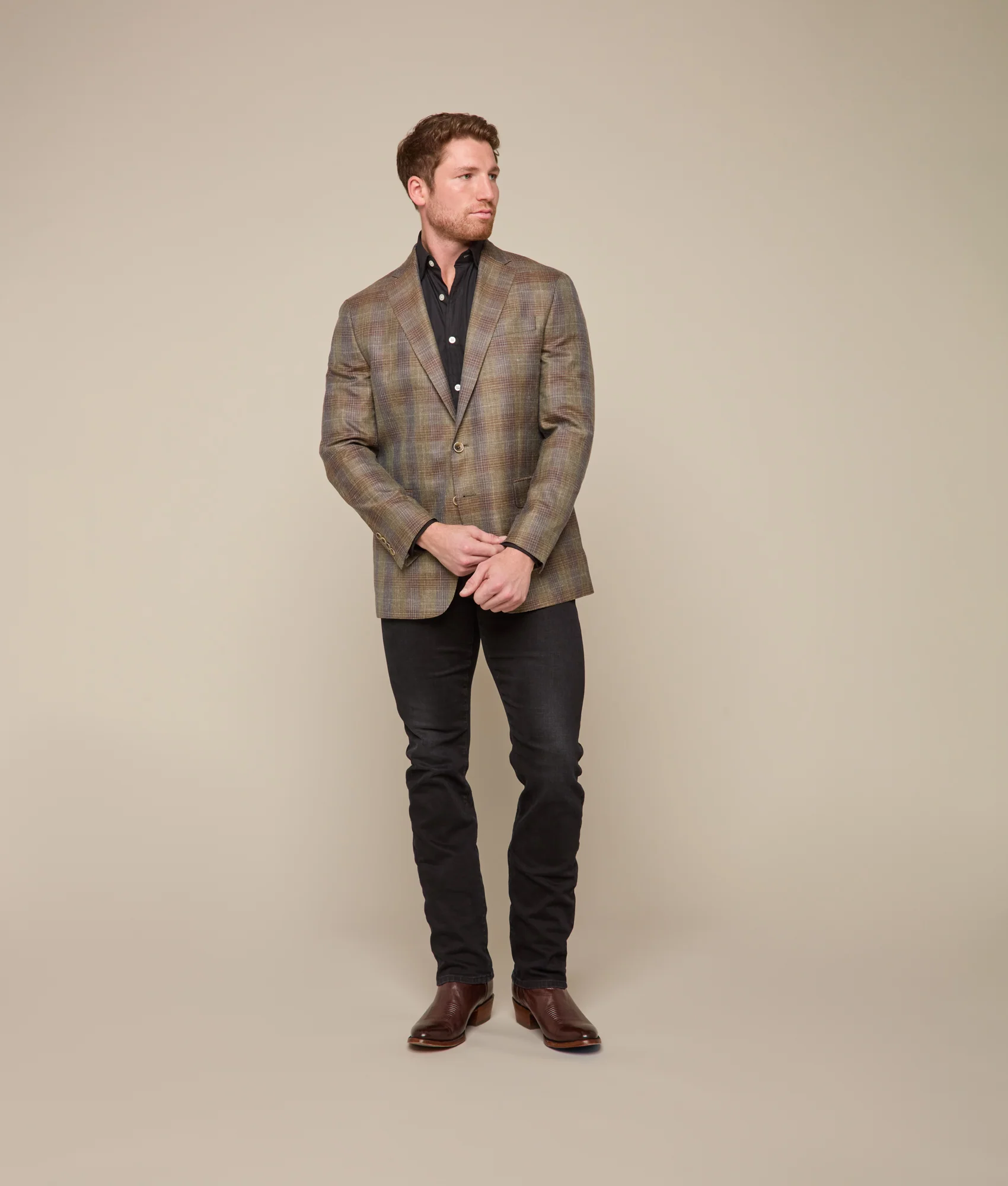 Lucchese Sport Coat :: Olive/Navy Plaid