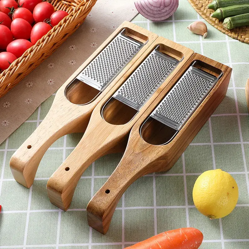 Cheese Grater with Wooden Handle & Container