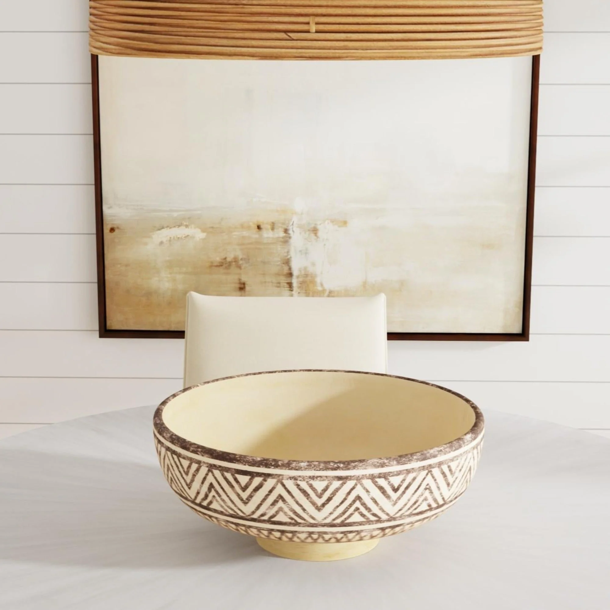 Terracotta Linear Abstract Decorative Bowl