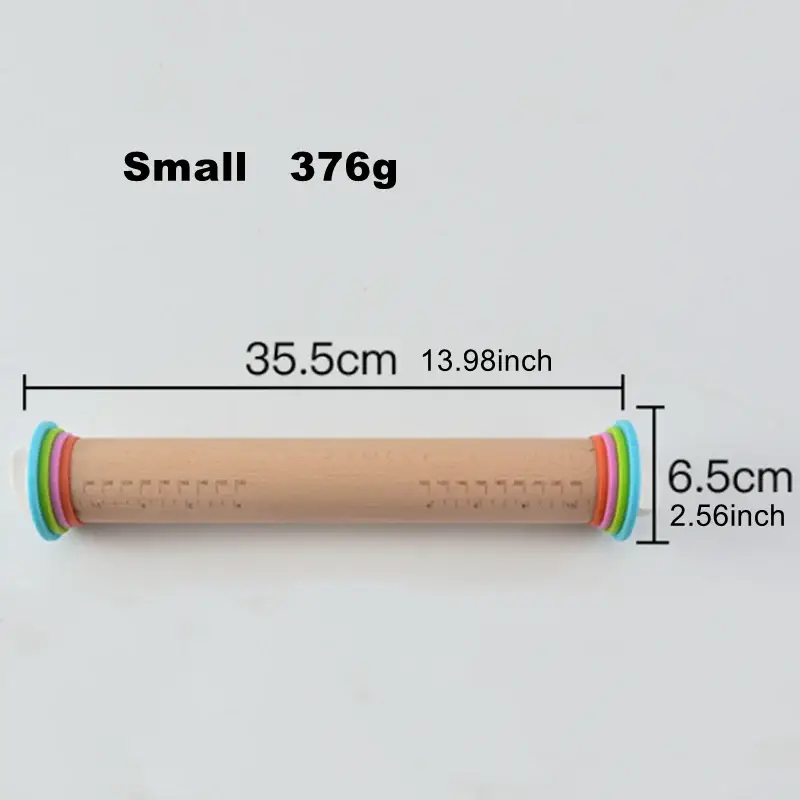 Adjustable Wood Rolling Pin with Removable Rings
