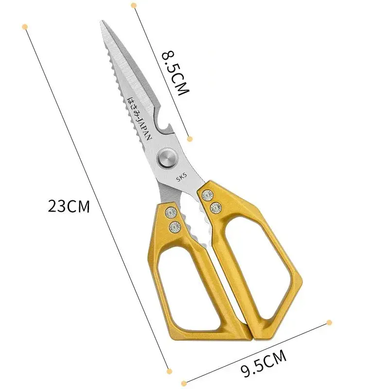 1pc Heavy-Duty Kitchen Scissors Stainless Steel Multi-Purpose Shears for Meat and Roast Cutting Household Cooking Food Scissors