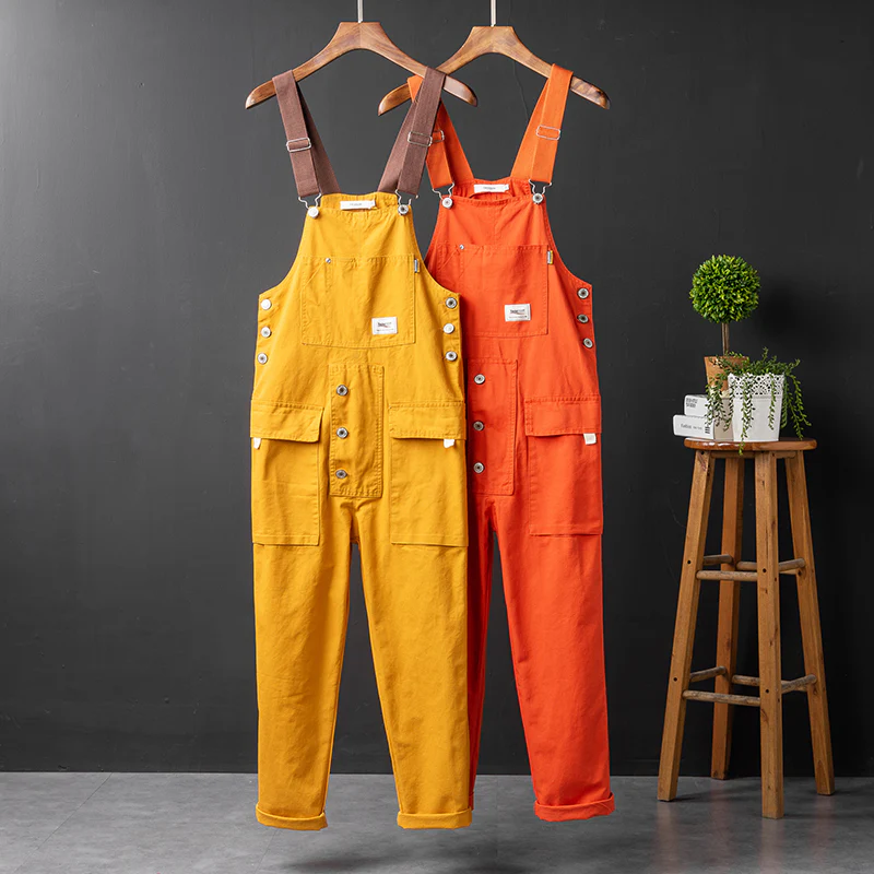 Retro Style Casual Multi-Pocket Overall Cargo Pants