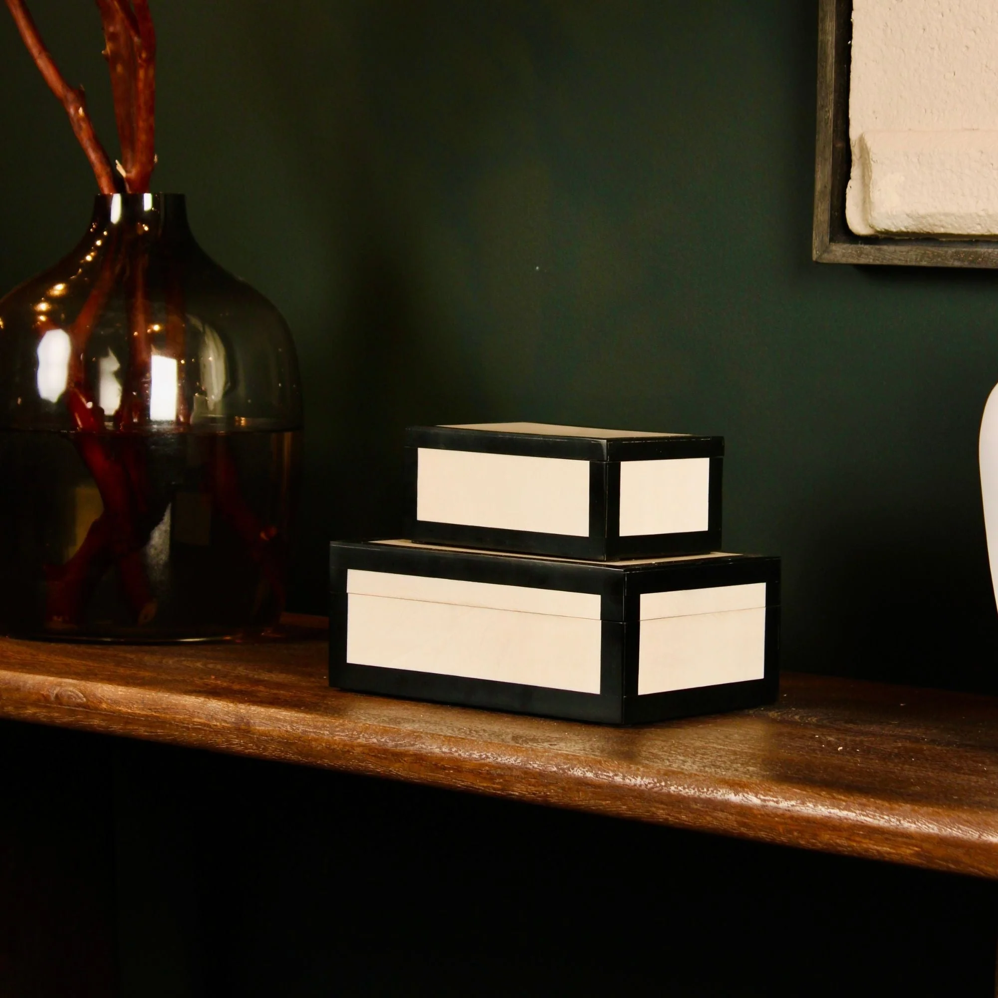 Alba Inlay Frame Edge Decorative Nesting Box, Set of 2