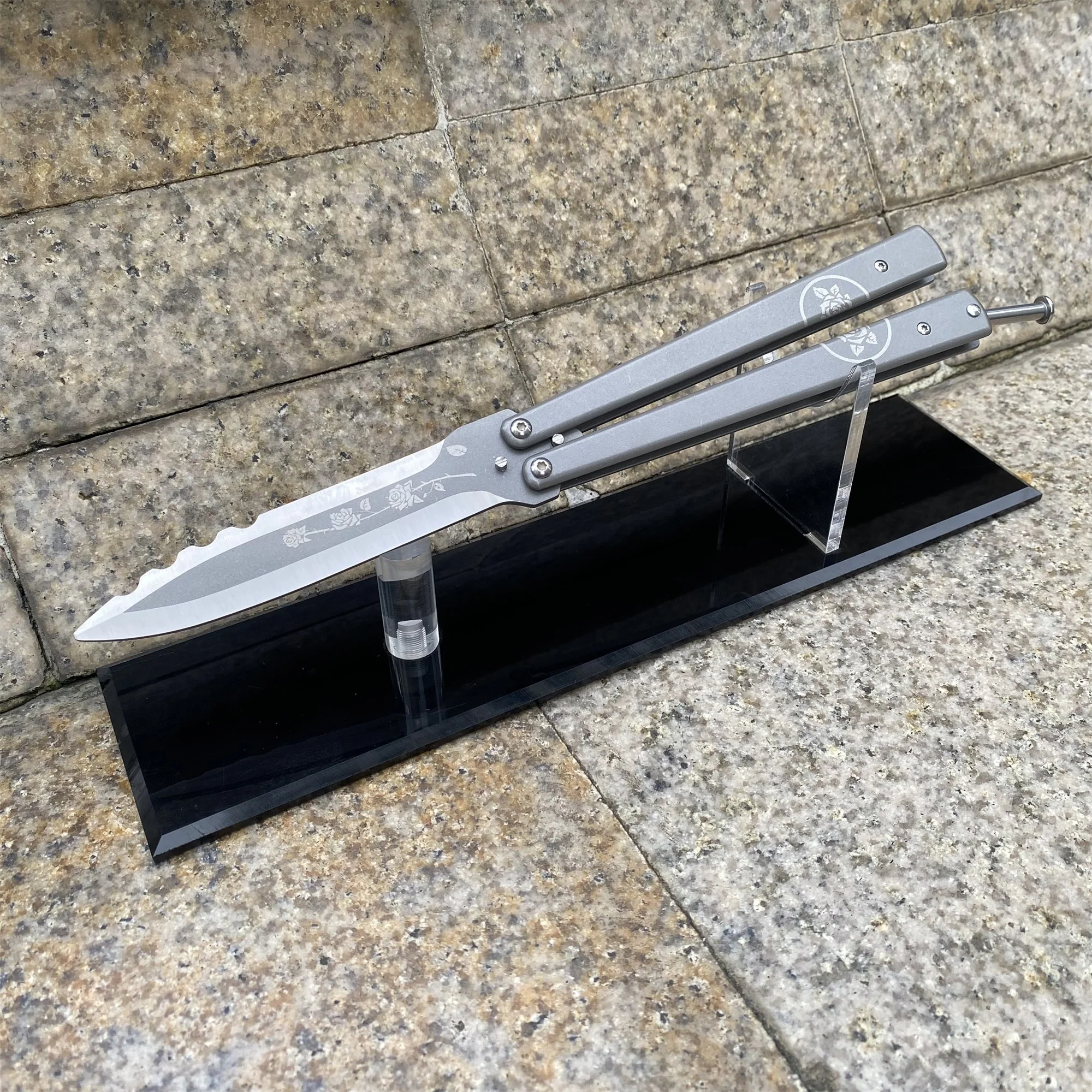 TF2 Black Rose Balisong Black Rose Butterfly Knife Replica IRL