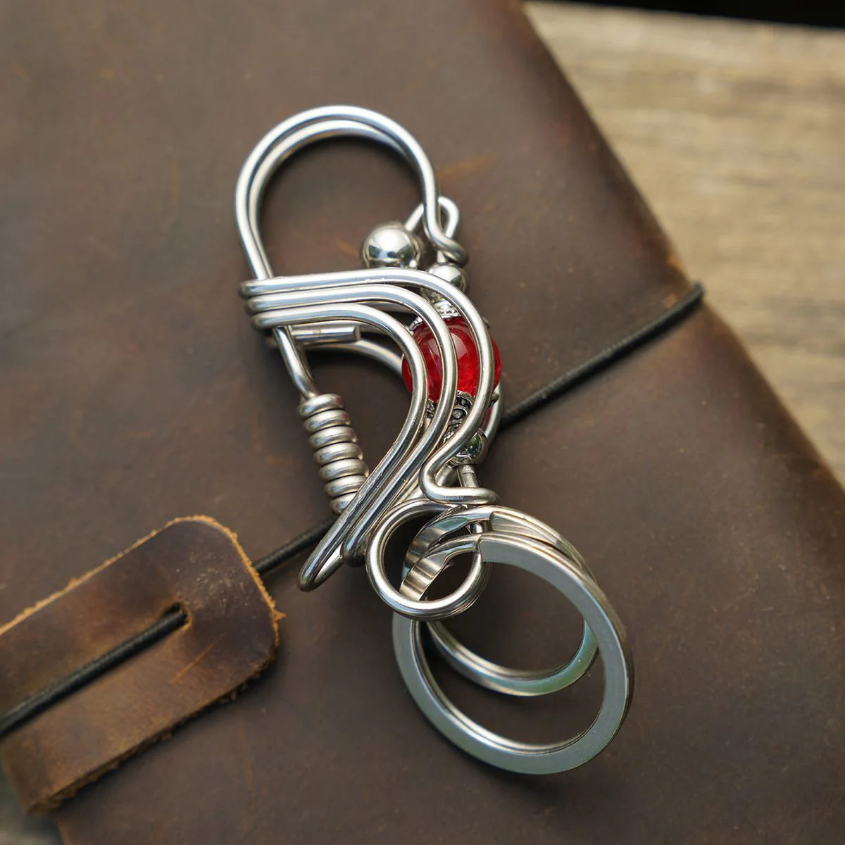 Red Bead Lotus Flower Handmade Keychain