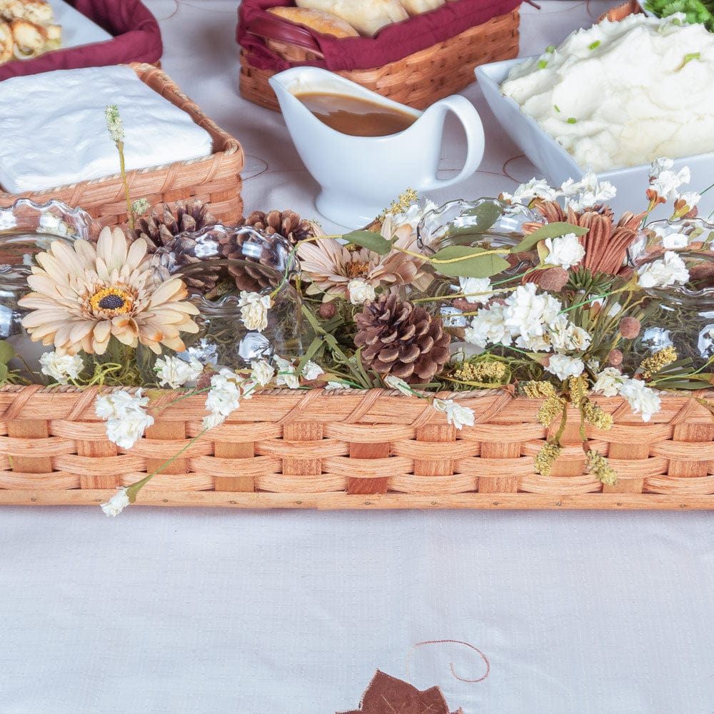 Farmhouse Table Centerpiece | Large Amish Wicker Decorative Tray