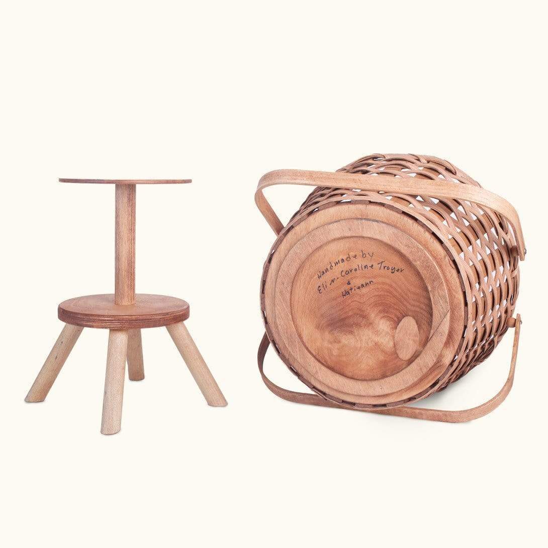 Antique Styled Sewing Basket | Amish Woven Wicker Organizer w/Stand