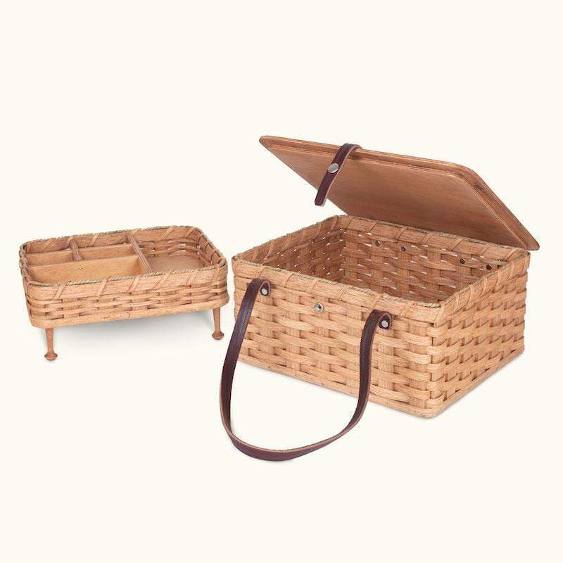 Vintage Sewing Basket | Large Amish Sewing Box w/Organizer Tray