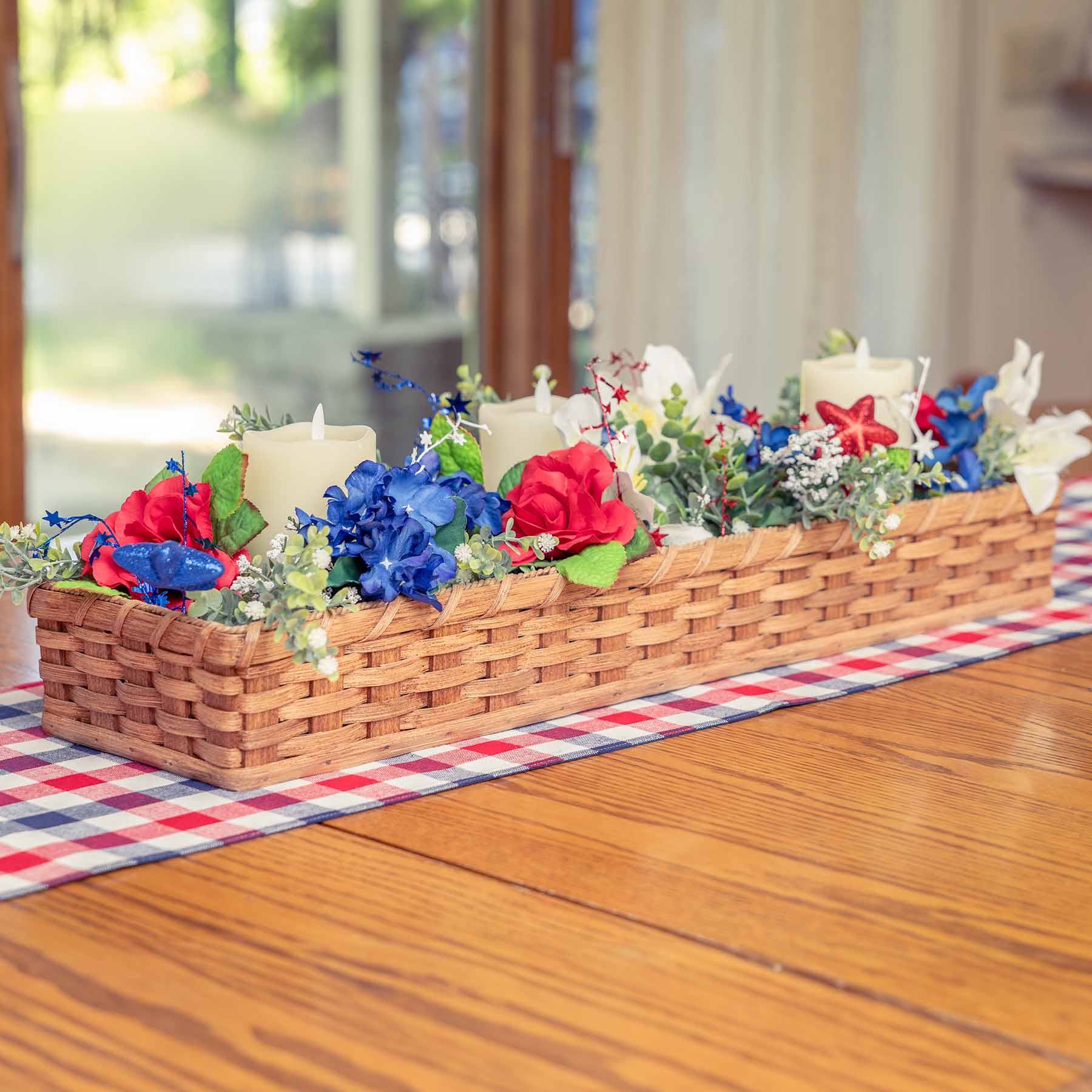 Farmhouse Table Centerpiece | Large Amish Wicker Decorative Tray