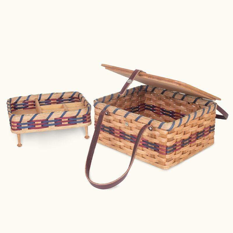 Vintage Sewing Basket | Large Amish Sewing Box w/Organizer Tray