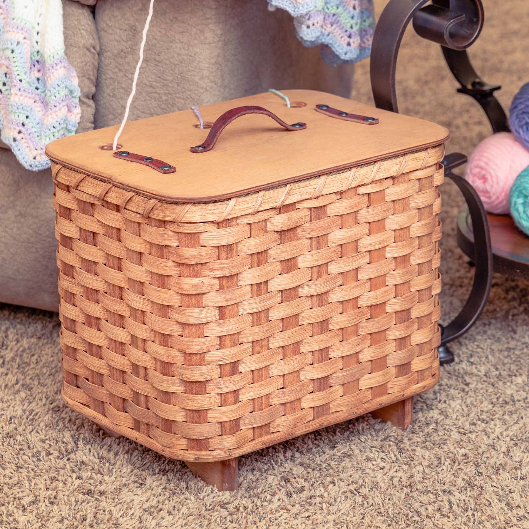 Knitting Basket | Amish Wicker Yarn Storage & Organizer