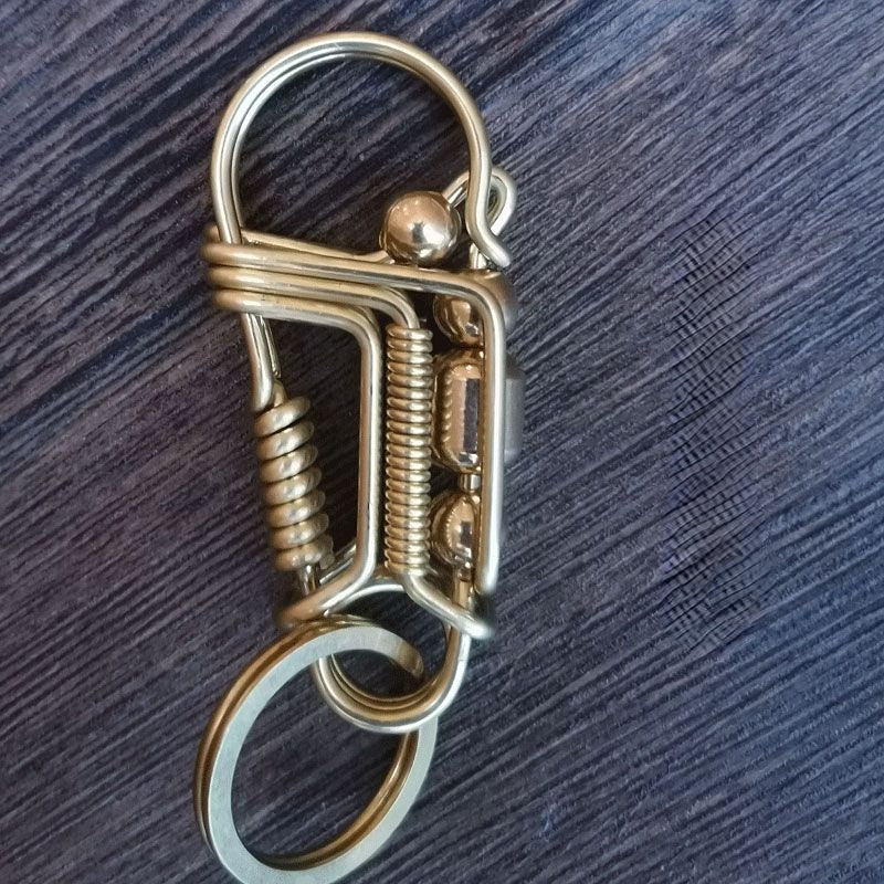 Barrel Beads Handmade Keychain [Steel & Brass]