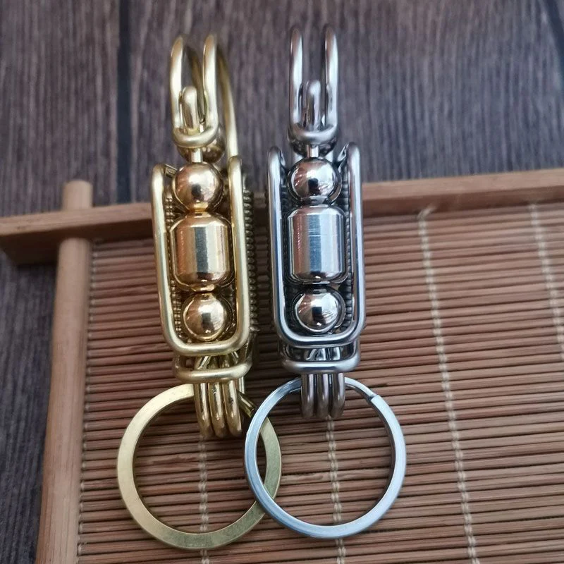 Barrel Beads Handmade Keychain [Steel & Brass]