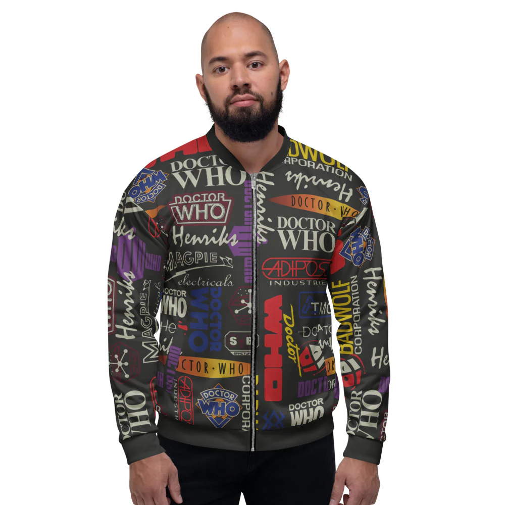 Doctor Who Logo Patterned Bomber Jacket