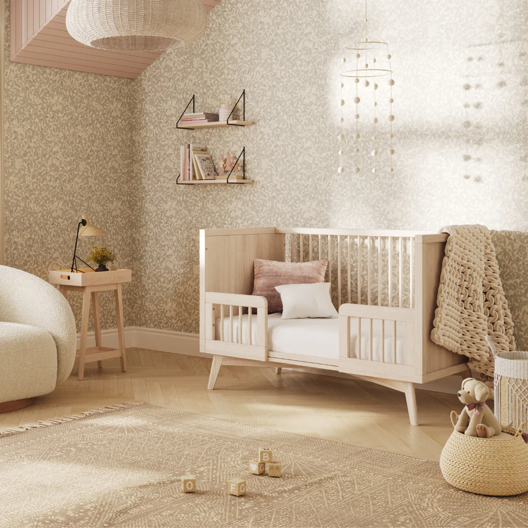 Retro Convertible Crib in Natural Washed