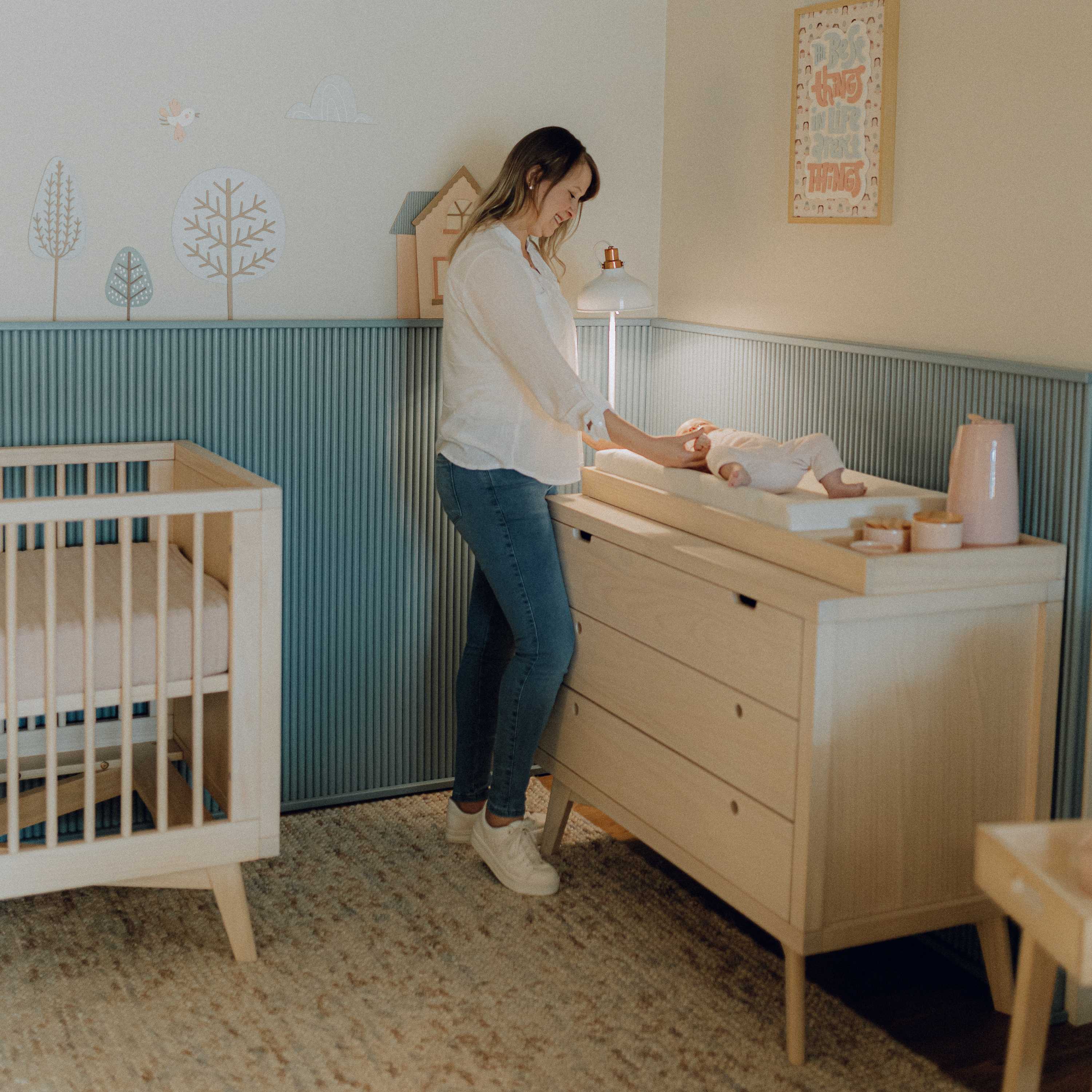 Retro Changing Tray in Natural Washed