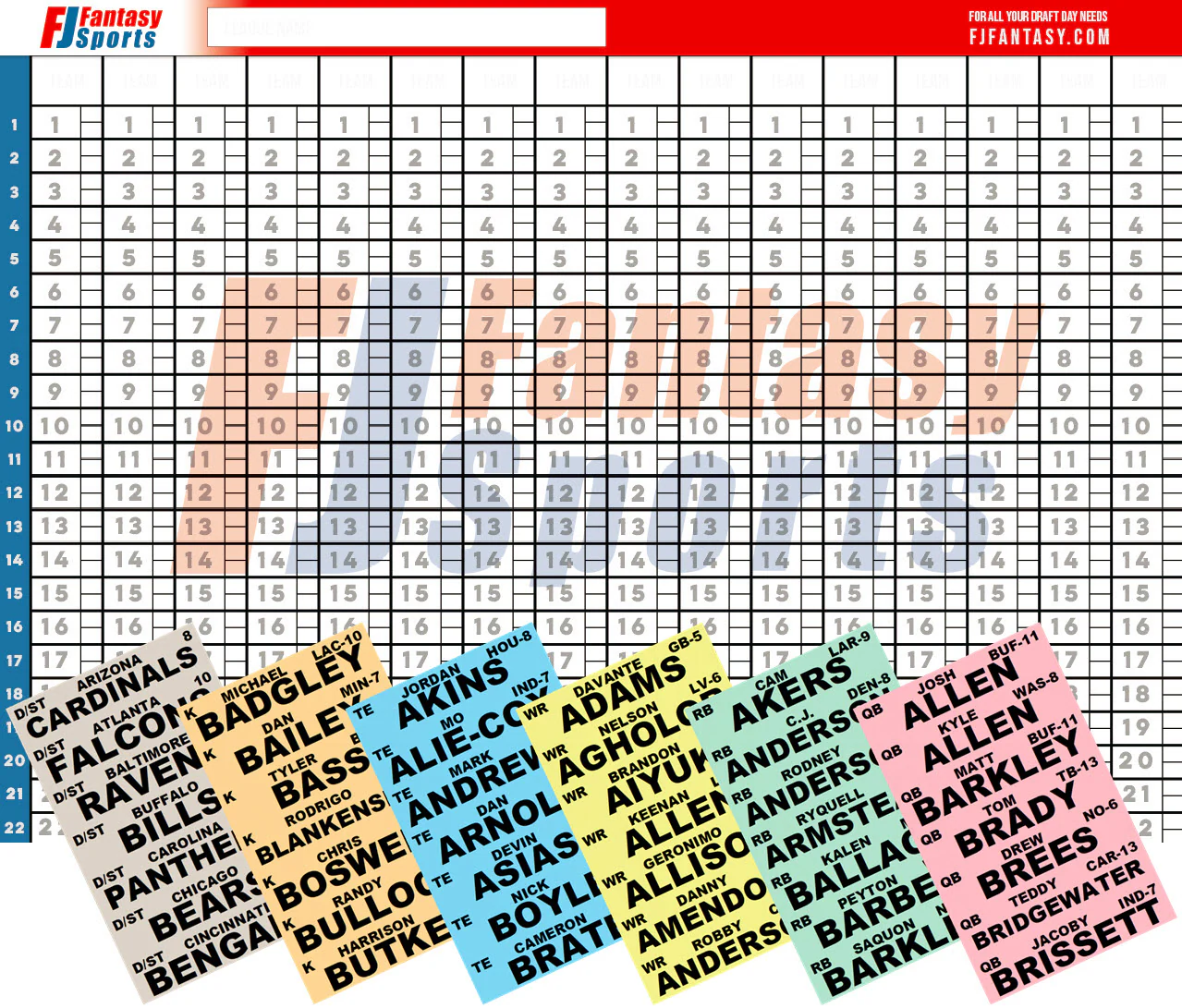 Fantasy Football: Poster Draft Boards + Player Labels