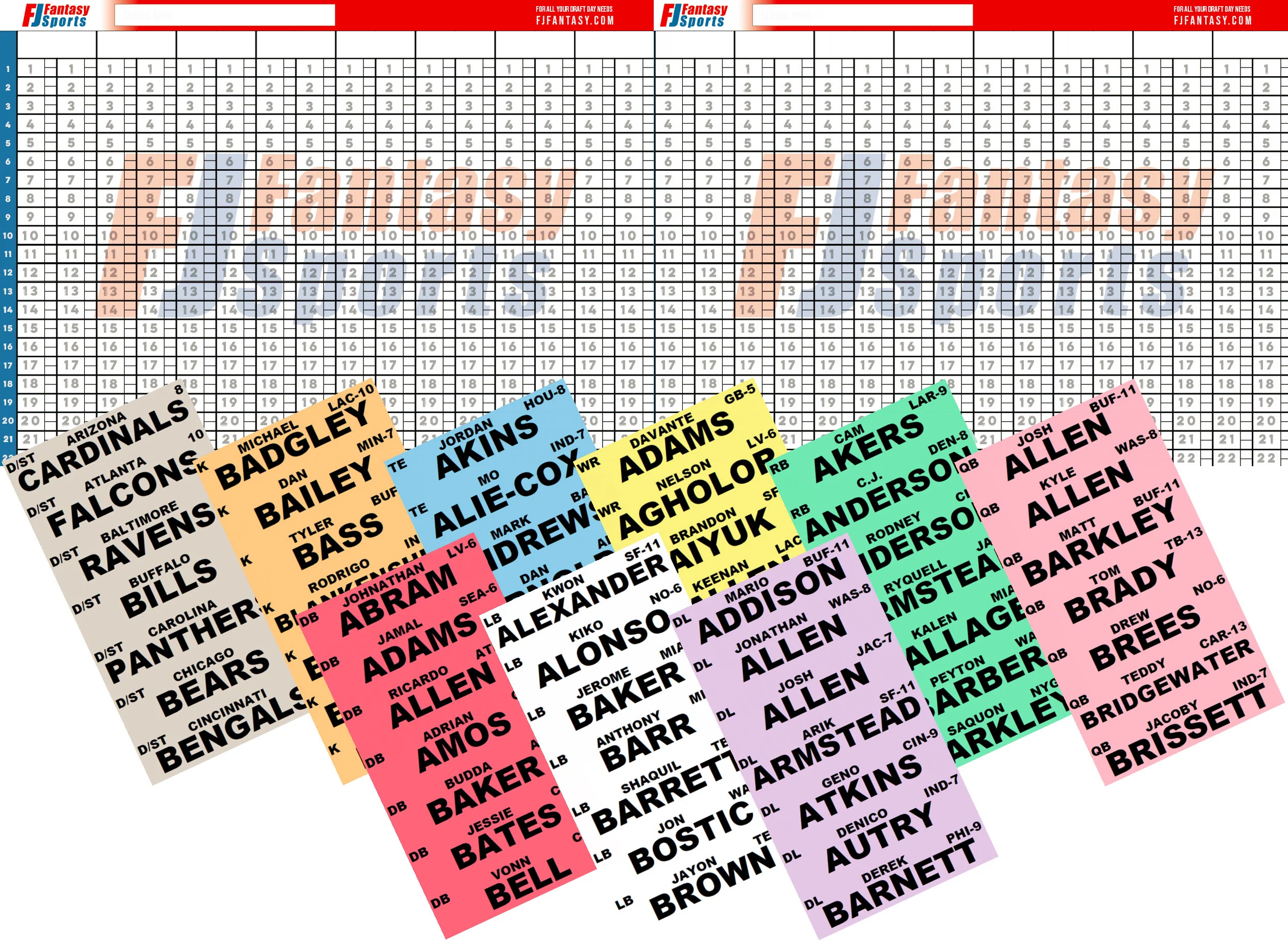 Fantasy Football: Poster Draft Boards + Player Labels