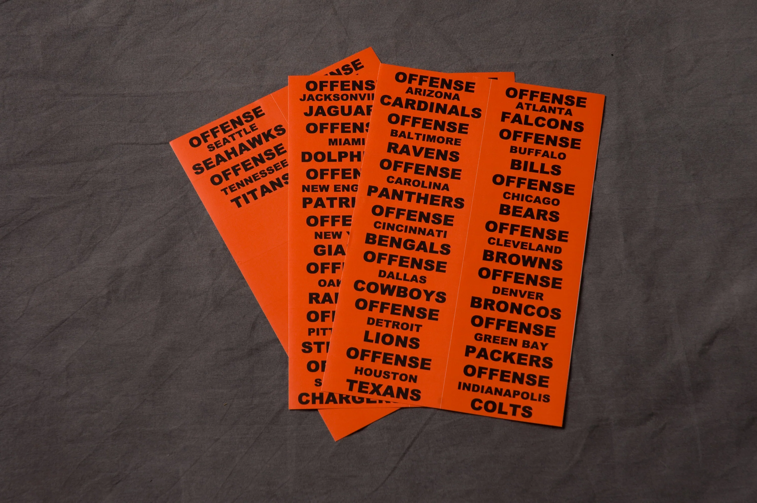 Fantasy Football: Extra Set of NFL Team Names Labels