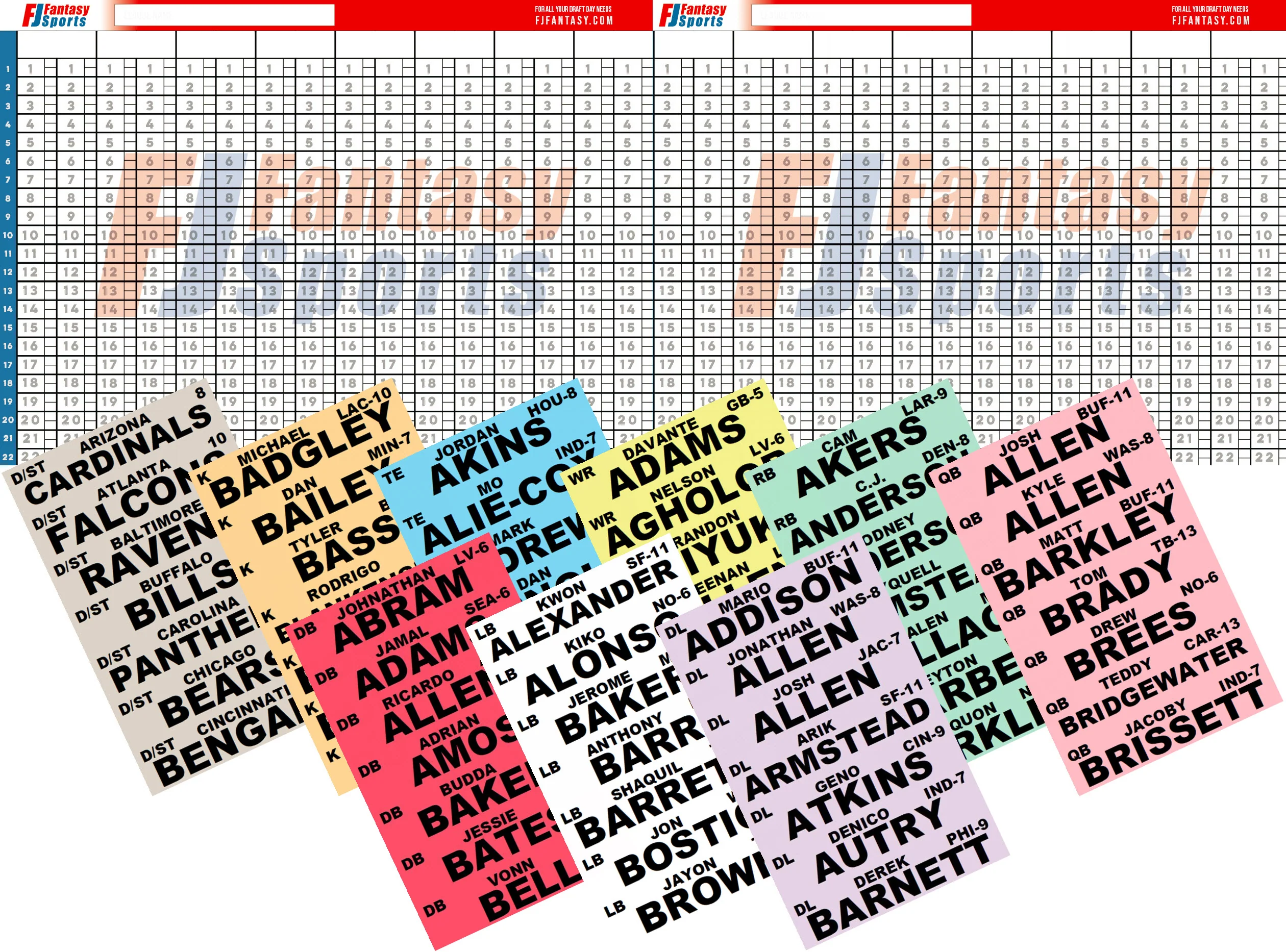Fantasy Football: Poster Draft Boards + Player Labels