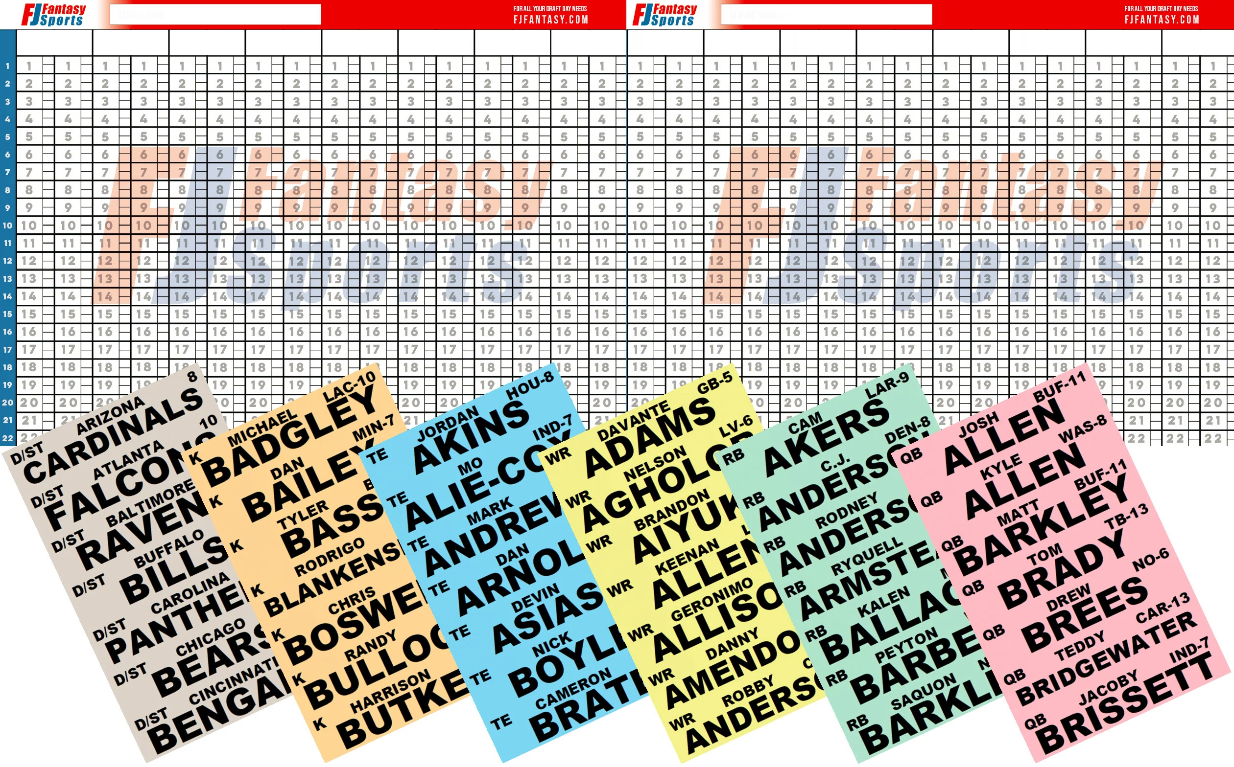 Fantasy Football: Poster Draft Boards + Player Labels