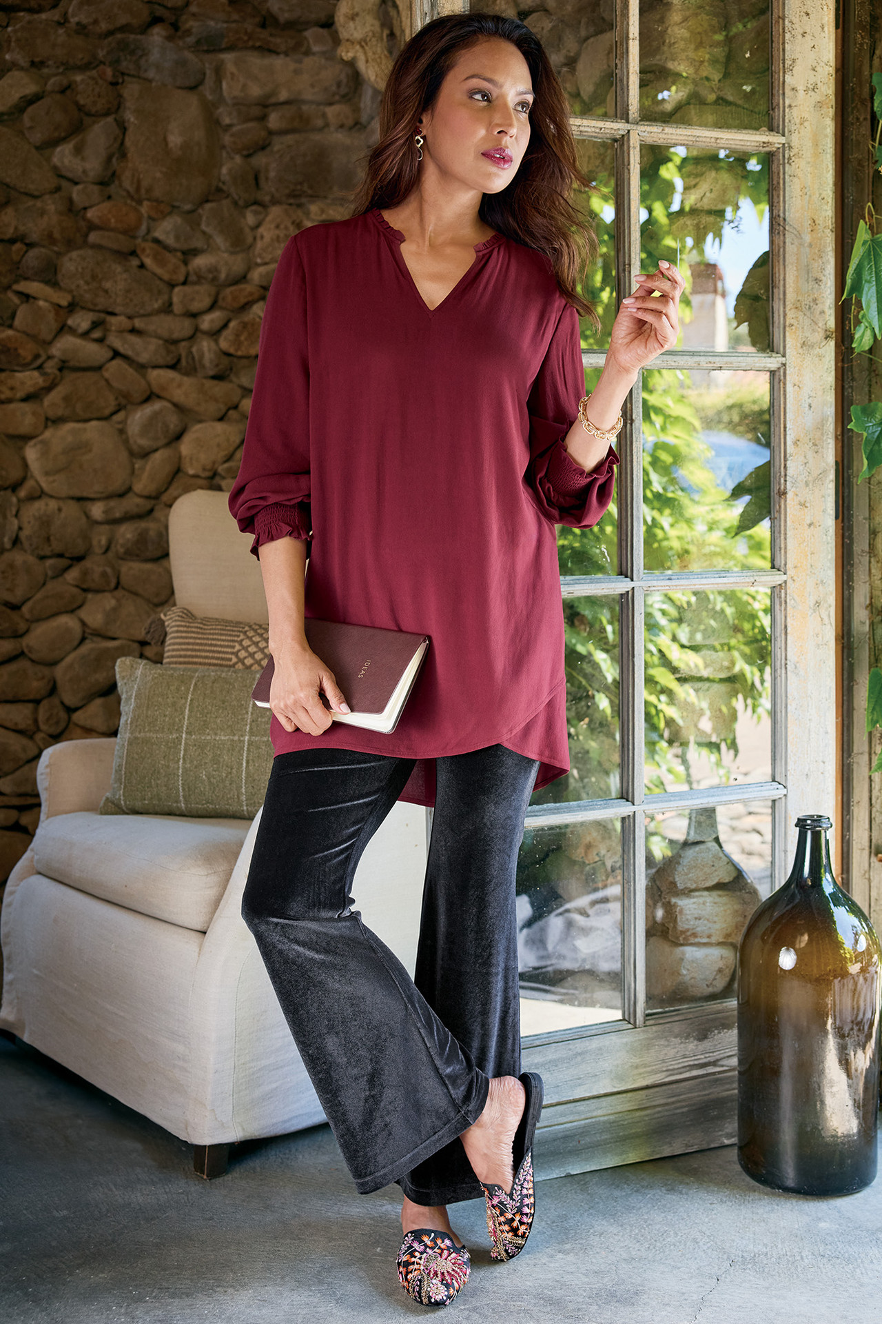 Gianna Velvet Bootcut Pants - Soft Surroundings Outlet