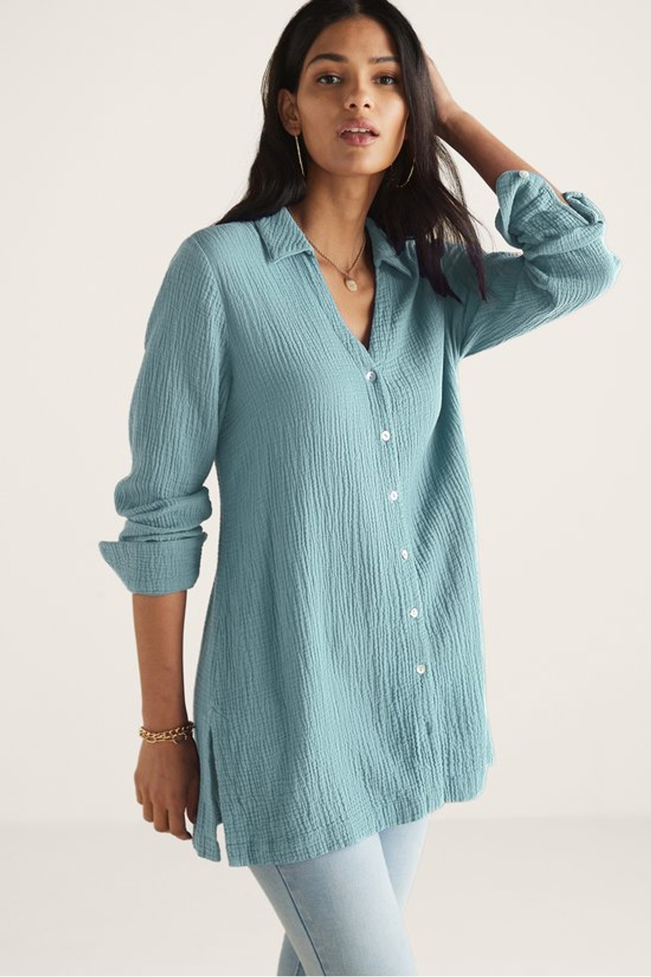 Escambia Gauze Tunic Shirt - Soft Surroundings Outlet