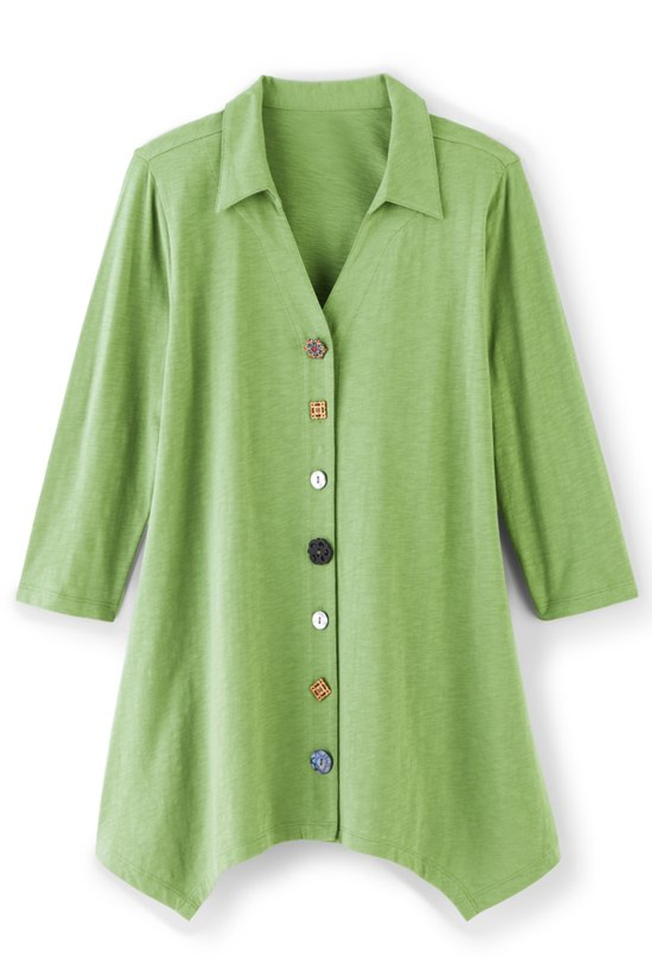 Danielle Button 3/4 Sleeve Tunic - Soft Surroundings Outlet