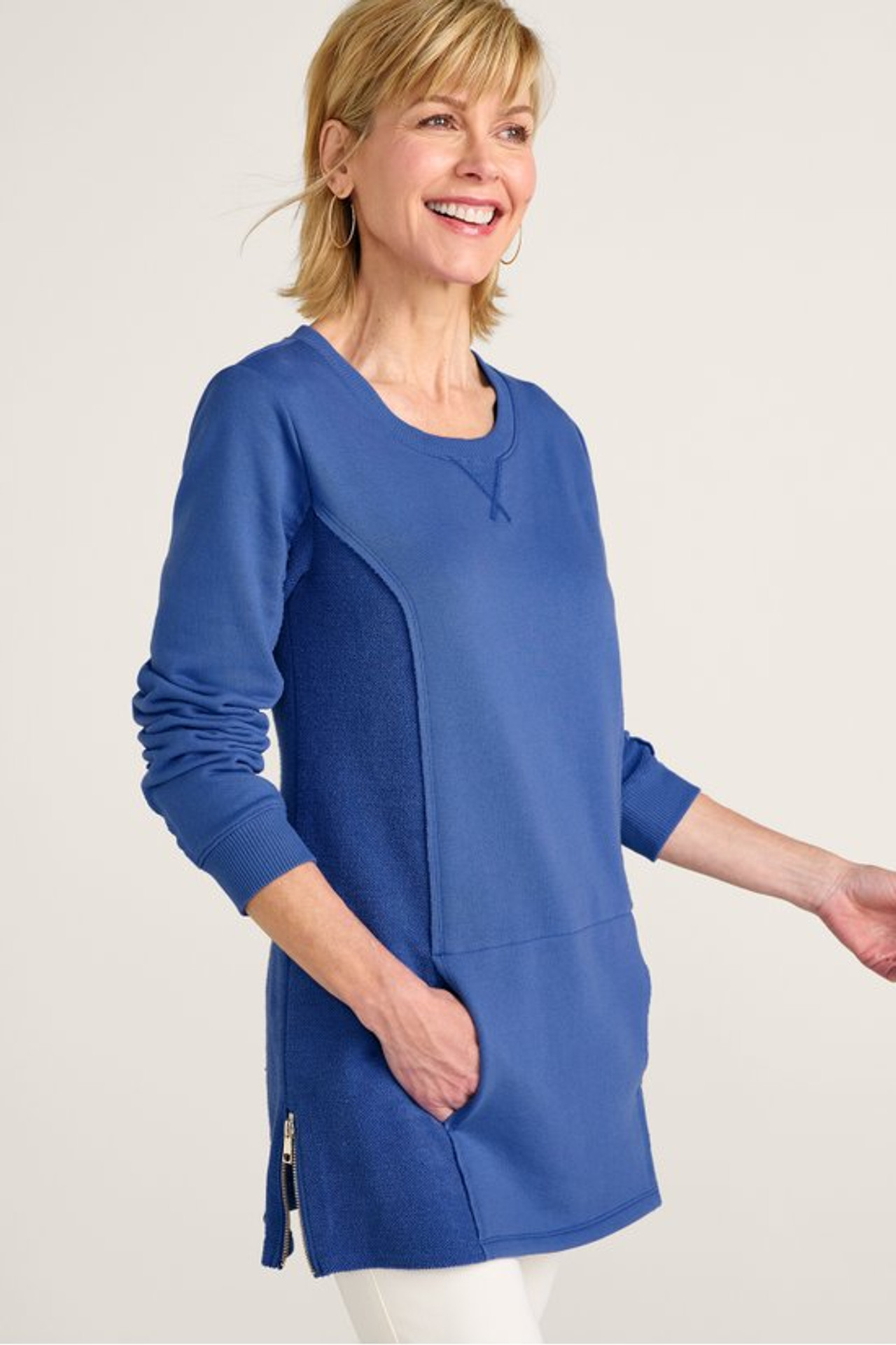 Cosima Side-Zip French Terry Tunic - Soft Surroundings Outlet