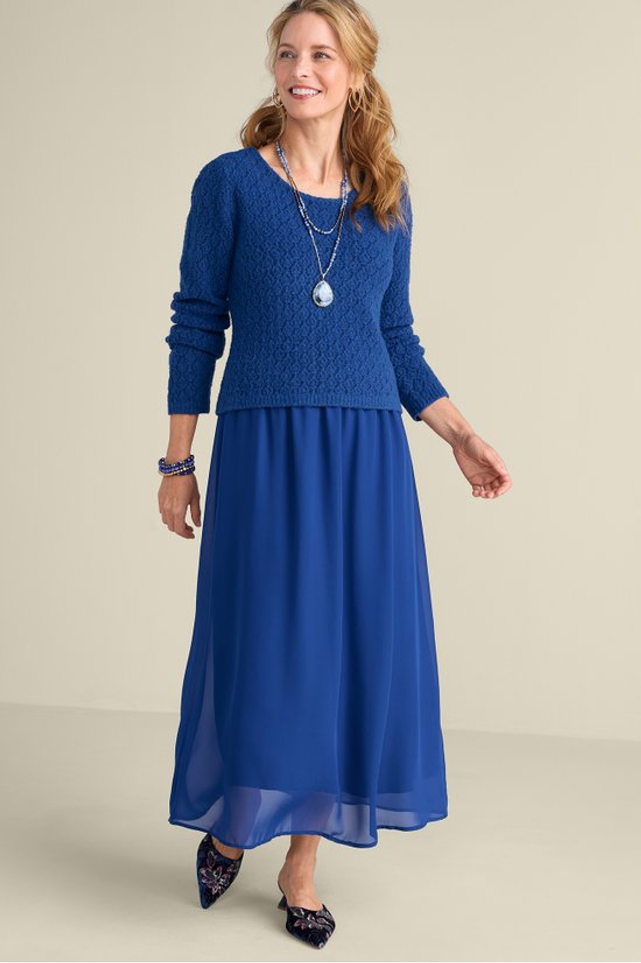Cassie Pointelle Sweater Dress - Soft Surroundings Outlet