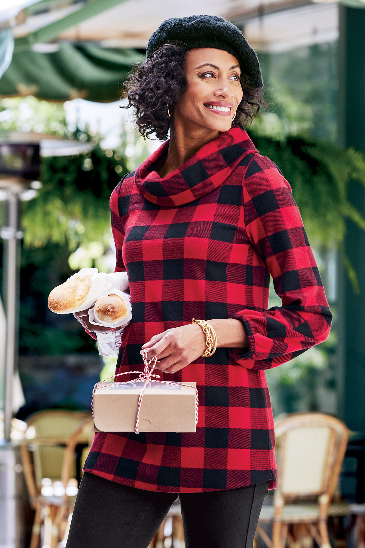 Plaid Perfection Cowl Neck Tunic - Soft Surroundings Outlet