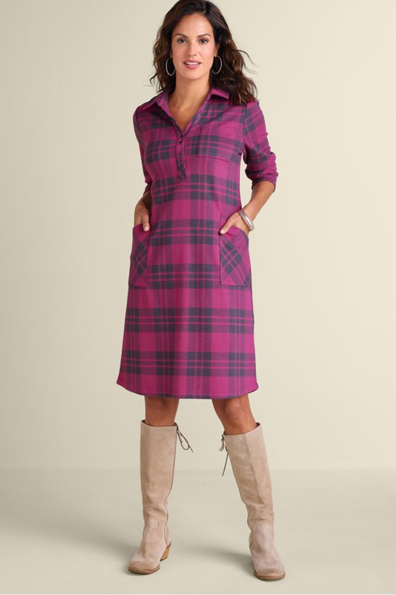 Paramount Plaid Dress - Soft Surroundings Outlet